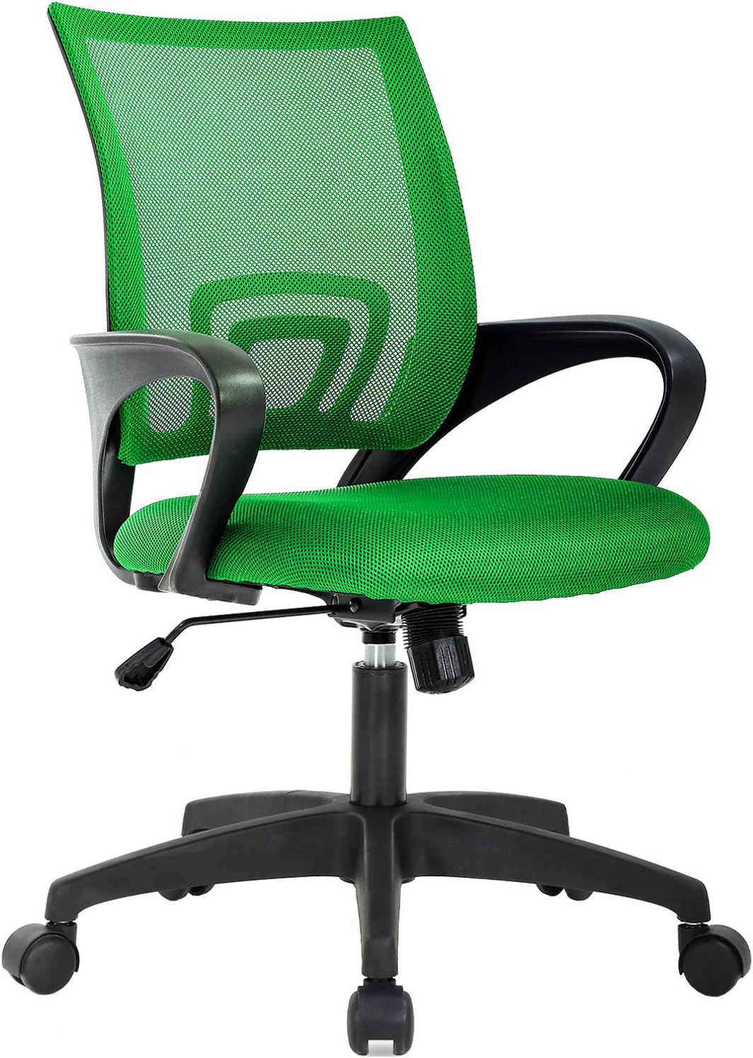 Ergonomic Office Chair - Mid-Back Swivel Desk Chair with Breathable Backrest & Lumbar Support - Adjustable Height | Dark Black