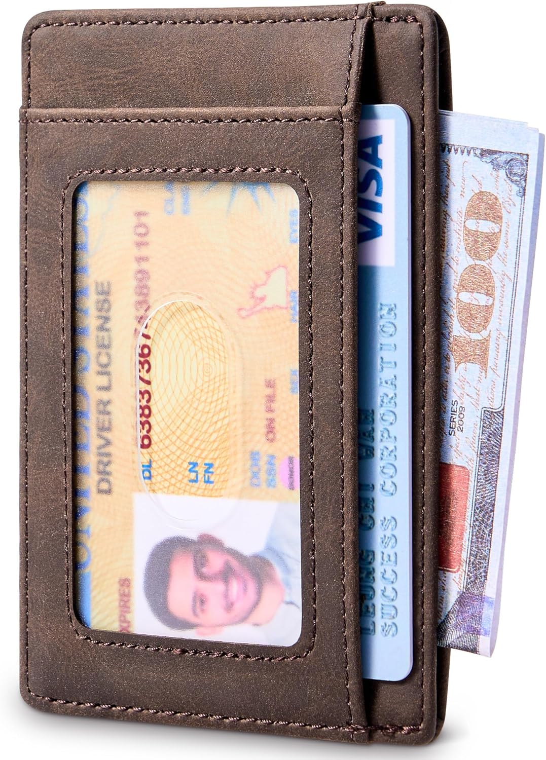 Minimalist Leather RFID Blocking Slim Wallet - Medium Size for Front Pocket Use