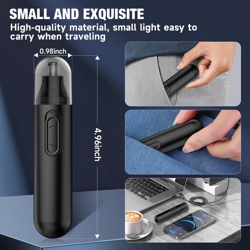 IFANZETECH Nose Hair Trimmer for Men Rechargeable: 2024 Painless Rechargeable Nose Hair Trimmer IPX7 Waterproof, Dual Edge Blades Eyebrow & Facial Trimmer for Men for Easy Cleansing, Black
