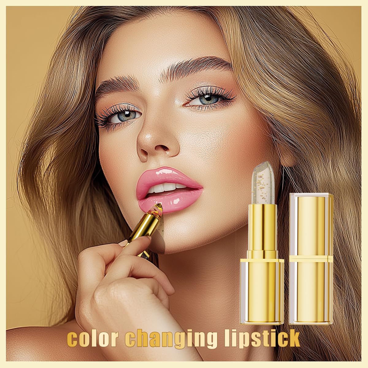 Gold Crystal pH Lipstick - Temperature-Sensitive Color Changing Formula | Long-Lasting Moisturizing & Plumping Effect (03# Flower)