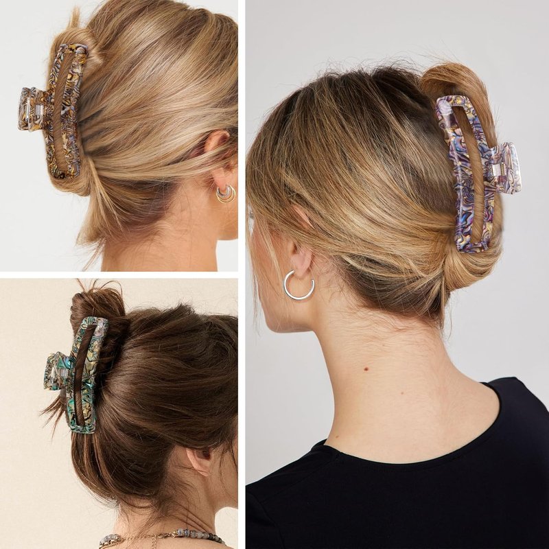 Large Rectangle Non-Slip Hair Clips for Women | Strong Hold Jaw Clamps for Thin to Medium Thick Hair