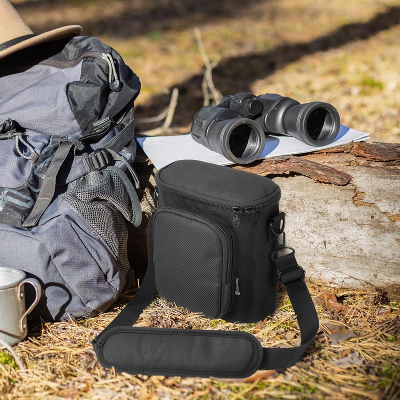 CaSZLUTION Travel Protective Case Compatible with Nikon Monarch M5 M7 PROSTAFF P3 8x42 10x42 Binocular, Durable Fabric Storage Bag for Binocular, Black (Case Only)