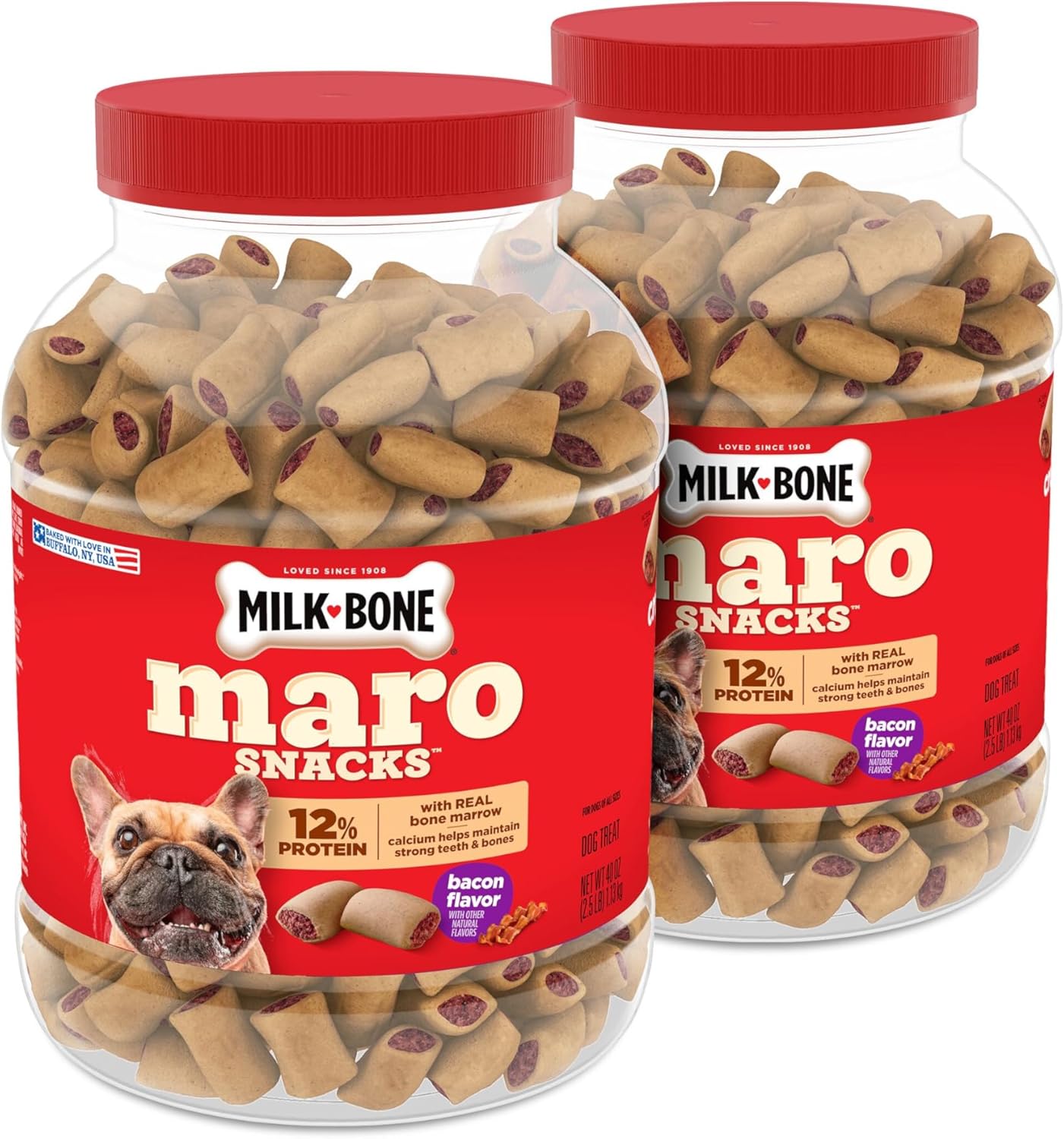 Milk-Bone MaroSnacks Small Dog Treats - Real Bone Marrow, 40 Oz Canister | Delicious & Nutritious