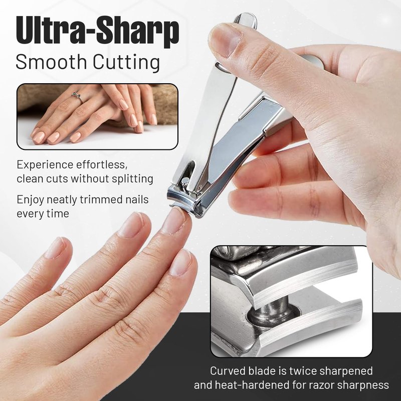 Japanese Stainless Steel Nail Clipper with Leather Case (Power L Size)