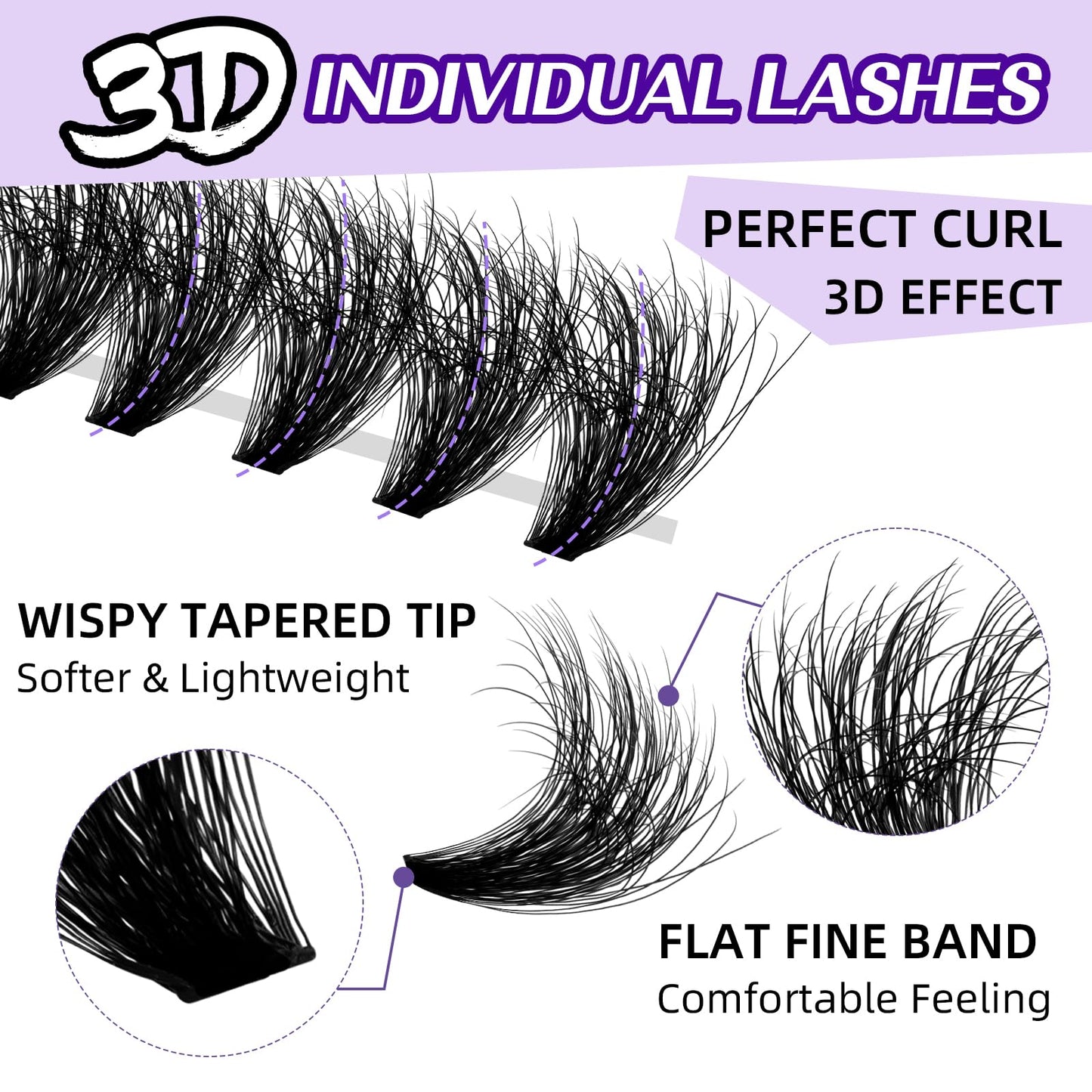 B&Qaugen Lash Clusters 3D Thick Eyelash Clusters 280pcs Cluster Eyelash Extensions 10-18mm 70D+90D Wispy Individual Lashes Volume Lash Clusters DIY Lash Extensions at Home (70D+90D-MIX10-18mm)