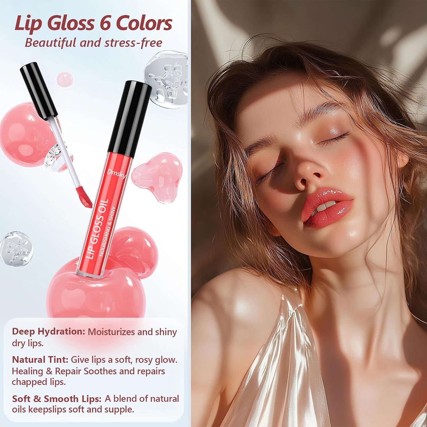 Lip Gloss Set - 12 Pack Shiny Moisturizing Lip Oil for Dry Cracked Lips | 6 Vibrant Colors for Women and Girls