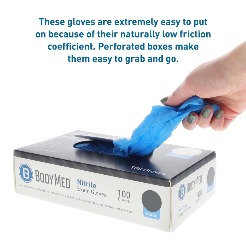 BodyMed Nitrile Gloves for Exam and Home Use, Medium, 1,000 Count - Latex & Powder Free Disposable Gloves for Medical Use, Cooking, Cleaning & More