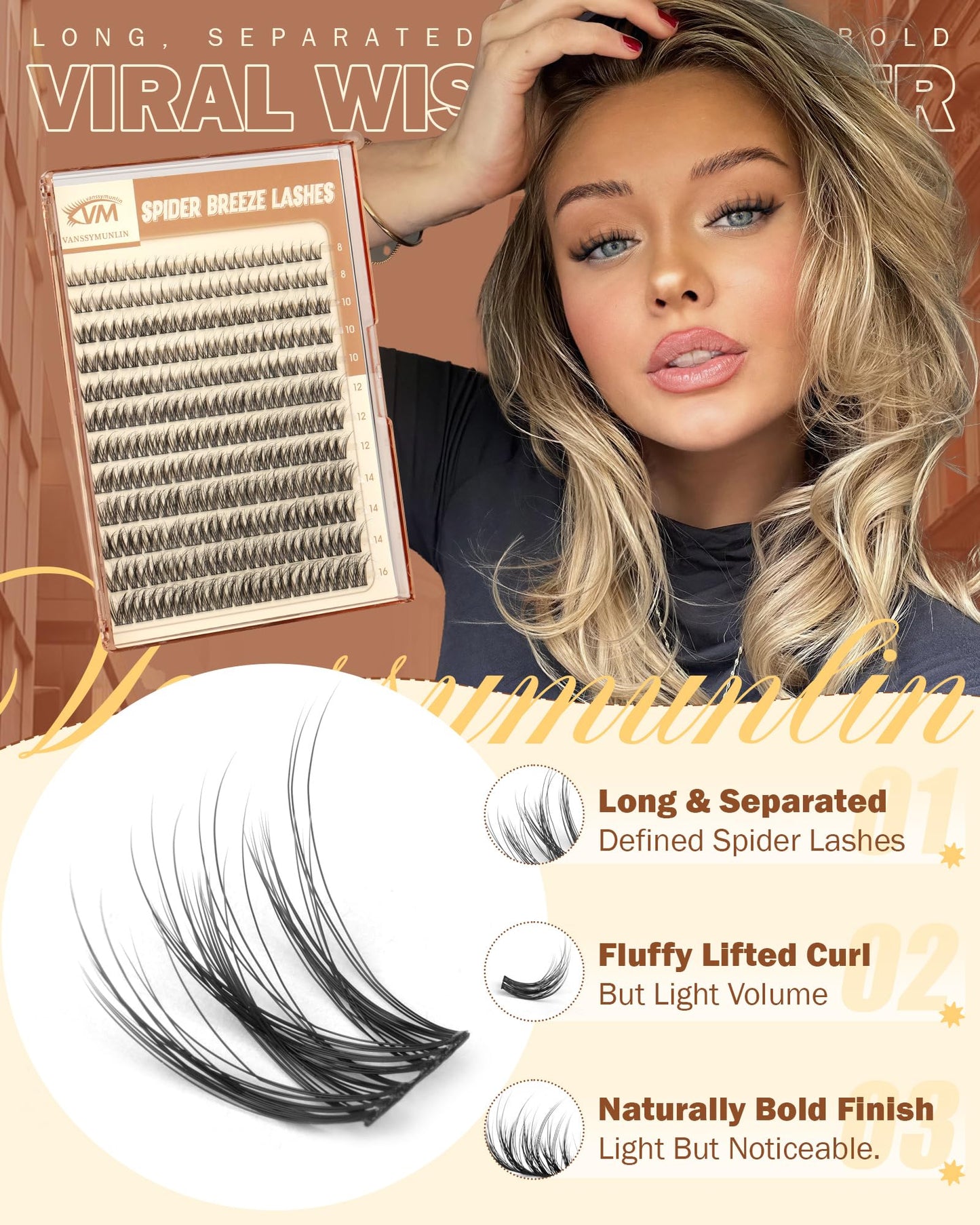 Wispy Spider Lash Clusters, Natural Breeze Eyelash Clusters CD Curly Lashes Cluster 8-16mm Spider Cluster Eyelash Extensions Reusable Venus Individual Lashes for Beginners DIY at Home by Vanssymunlin