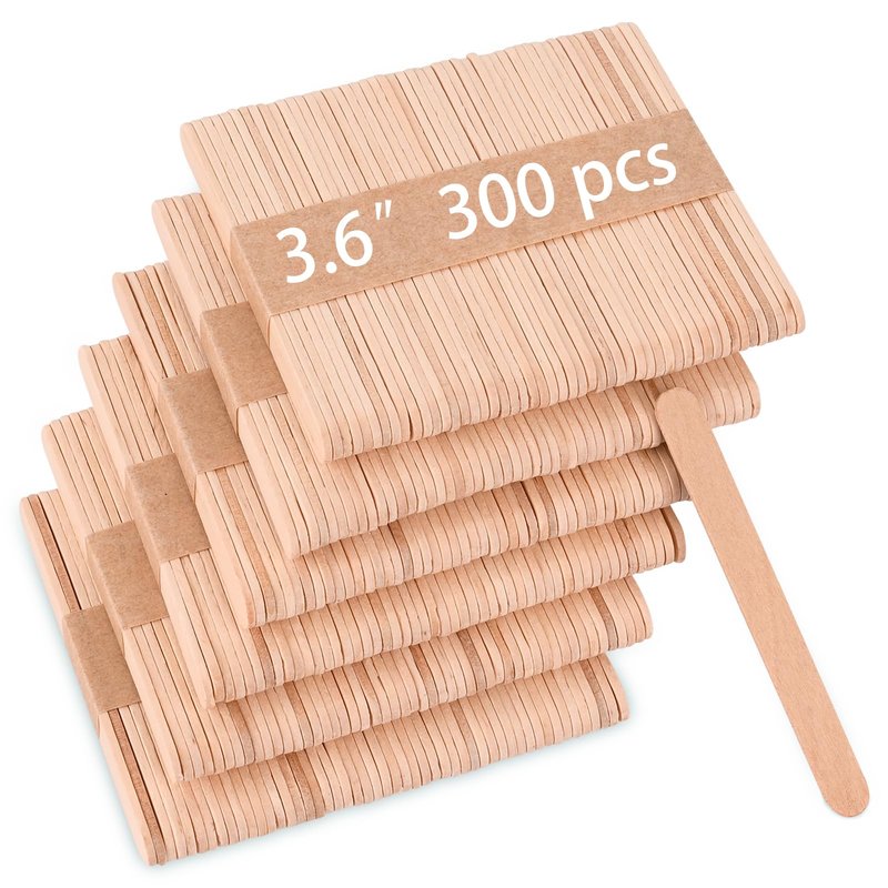 Sakolla 300 Pcs Popsicle Wooden Sticks, 3.65″ Length Natural Wood Mini Ice Cream Sticks for Ice Pop, Cakesicle, Cake Pop, DIY Crafts