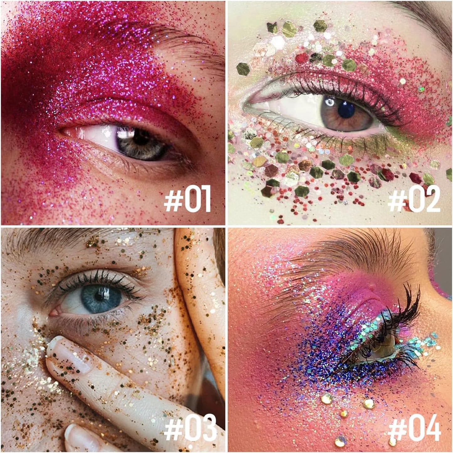 Body Glitter Stick - Chunky Holographic Glitter Gel for Face, Body & Hair | Waterproof Multiuse Makeup - Red