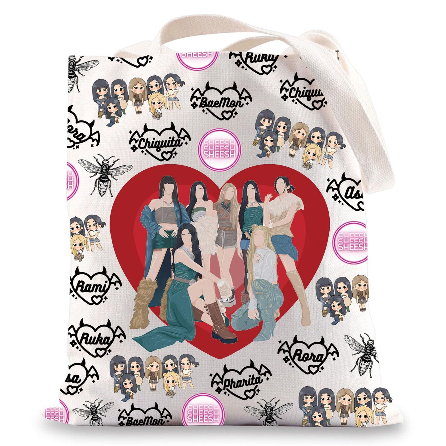 JNIAP K-Pop Group Tote Bag - K-Pop Band Fans Gifts, Music Shoulder Bag, Merchandise, Lover Gifts (sheesh tb)