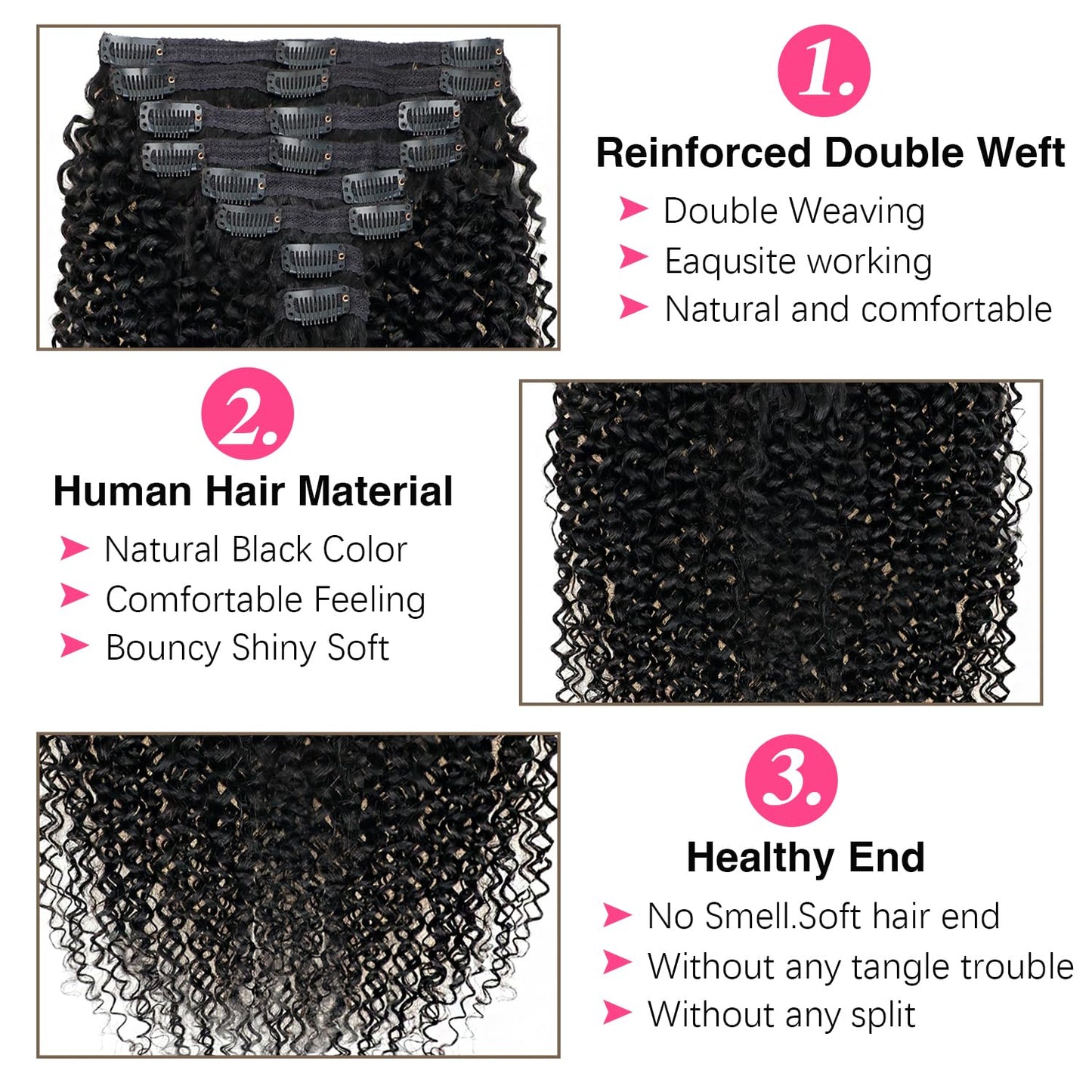 Mihugass Curly Clip In Hair Extensions Human Hair 3C 4A Kinky Curly Clip Ins for Black Women Natural Blend Soft Full Volume Real Human Hair for Daily Wear 18 Inch 8Pcs 120 Grams/Pack