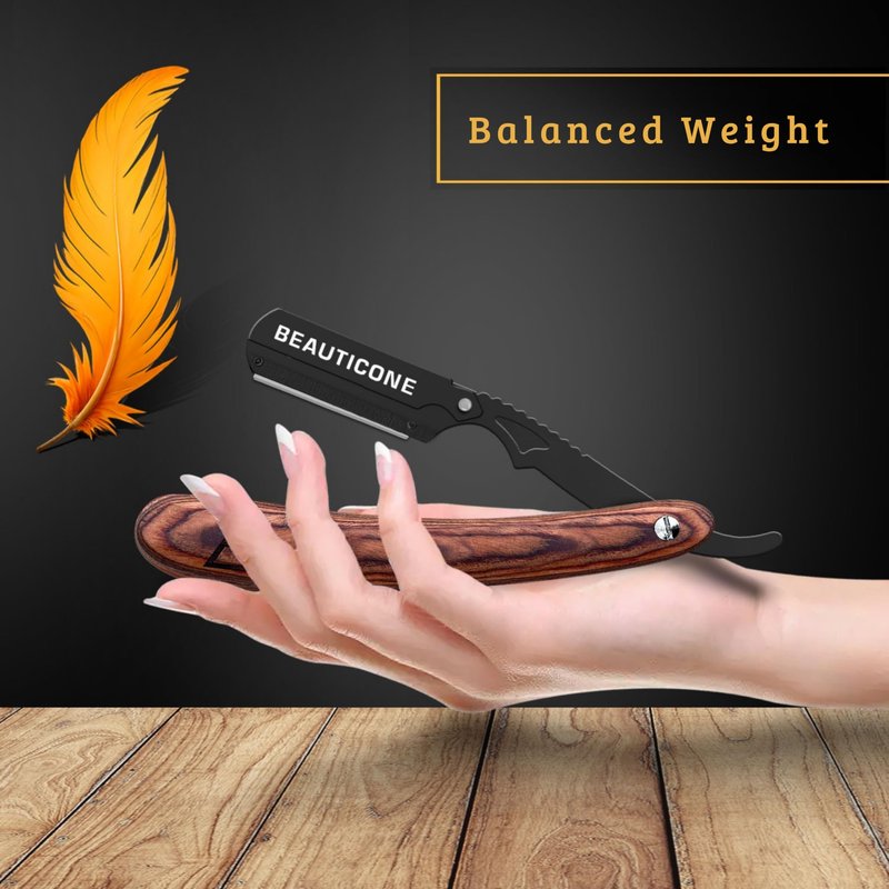 BEAUTICONE Straight Razors for Men, Straight Edge Razor, Single Edge Replacement Blades, Stainless Steel, Barber Razor for Men's Shaving, Barber Shaving Knife