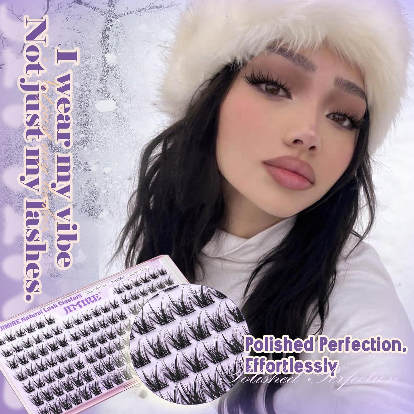 JIMIRE 8-12MM Wispy Cluster Eyelash Extensions - Soft DIY Individual Lashes | Natural C Curl, 120 Pcs