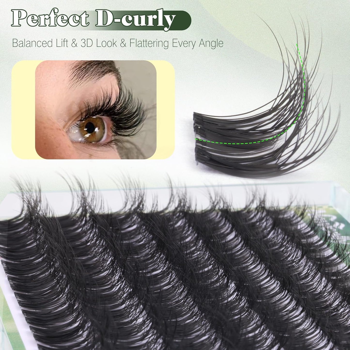 Wispy Lash Clusters - Natural D-Curl Eyelash Extensions with Clear Band | 10-16MM Individual Lashes