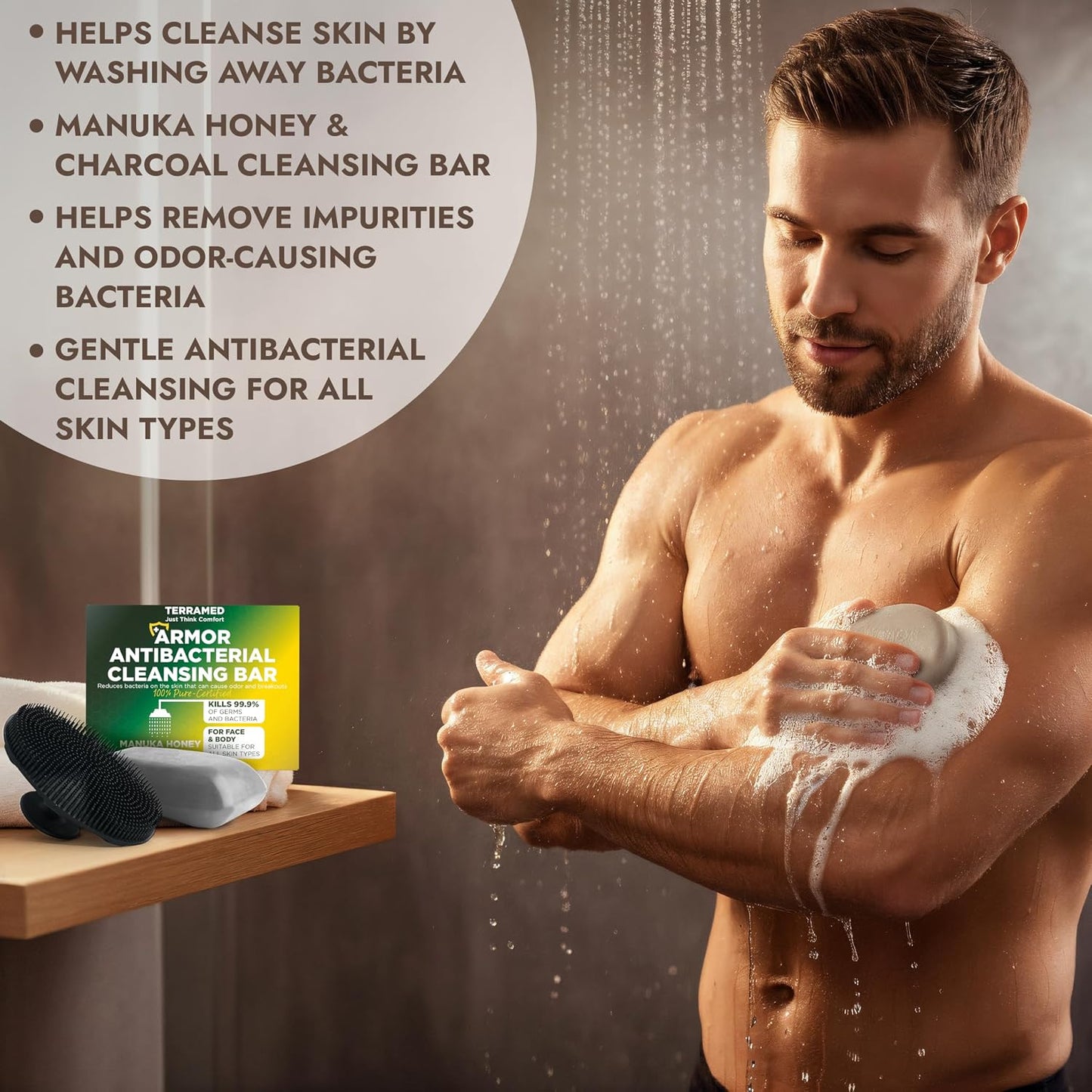 Antibacterial Hand Soap - Manuka Honey & Charcoal | Kills 99.9% of Germs | Pack of 2 for All Skin Types