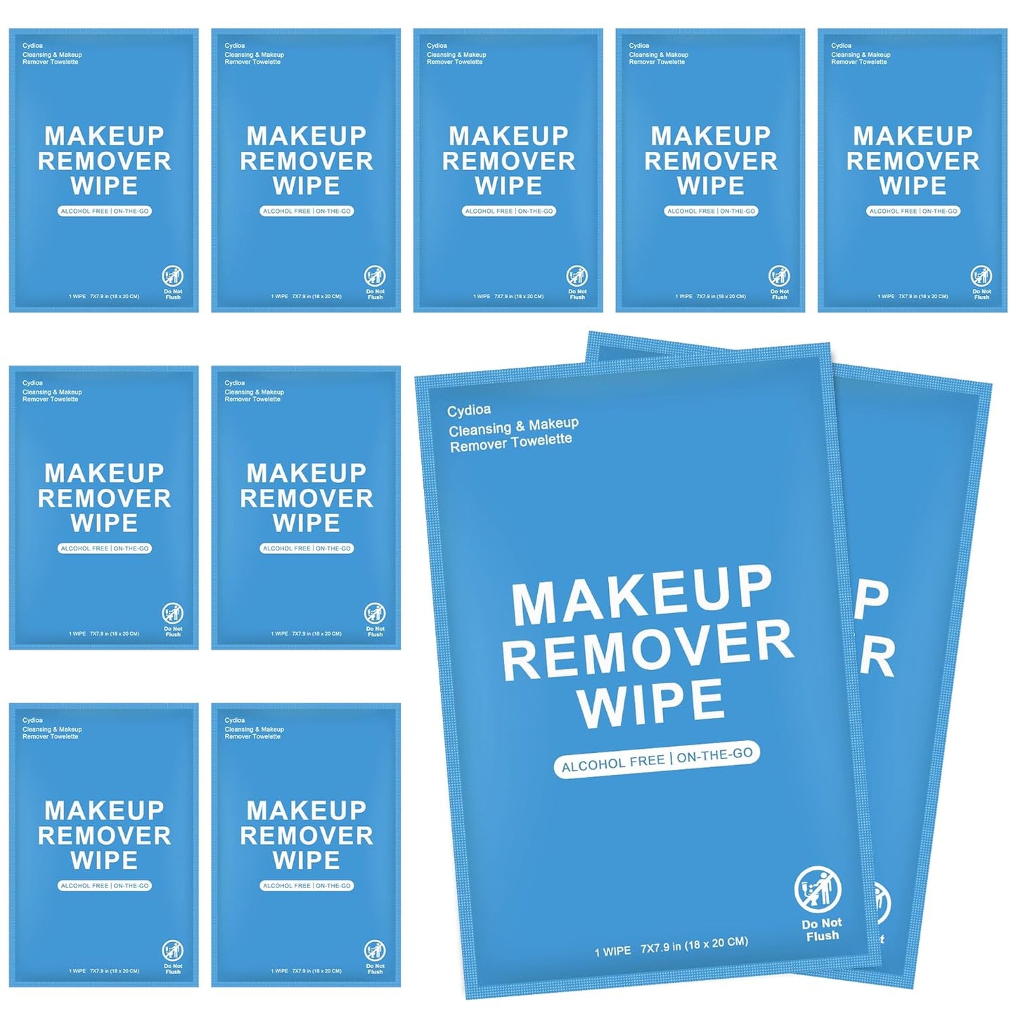 Makeup Remover Wipes - 100 Individually Wrapped Cleansing Wipes for Face & Eyes | Gentle & Travel-Friendly