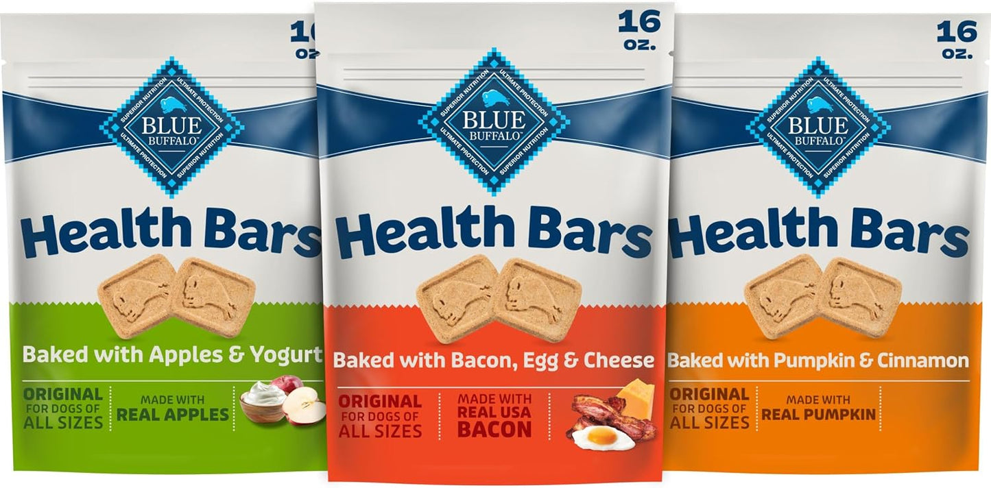 Blue Buffalo Dog Treats - Pumpkin & Cinnamon Crunchy Health Bars | Oven-Baked, Natural Ingredients, 16 oz.