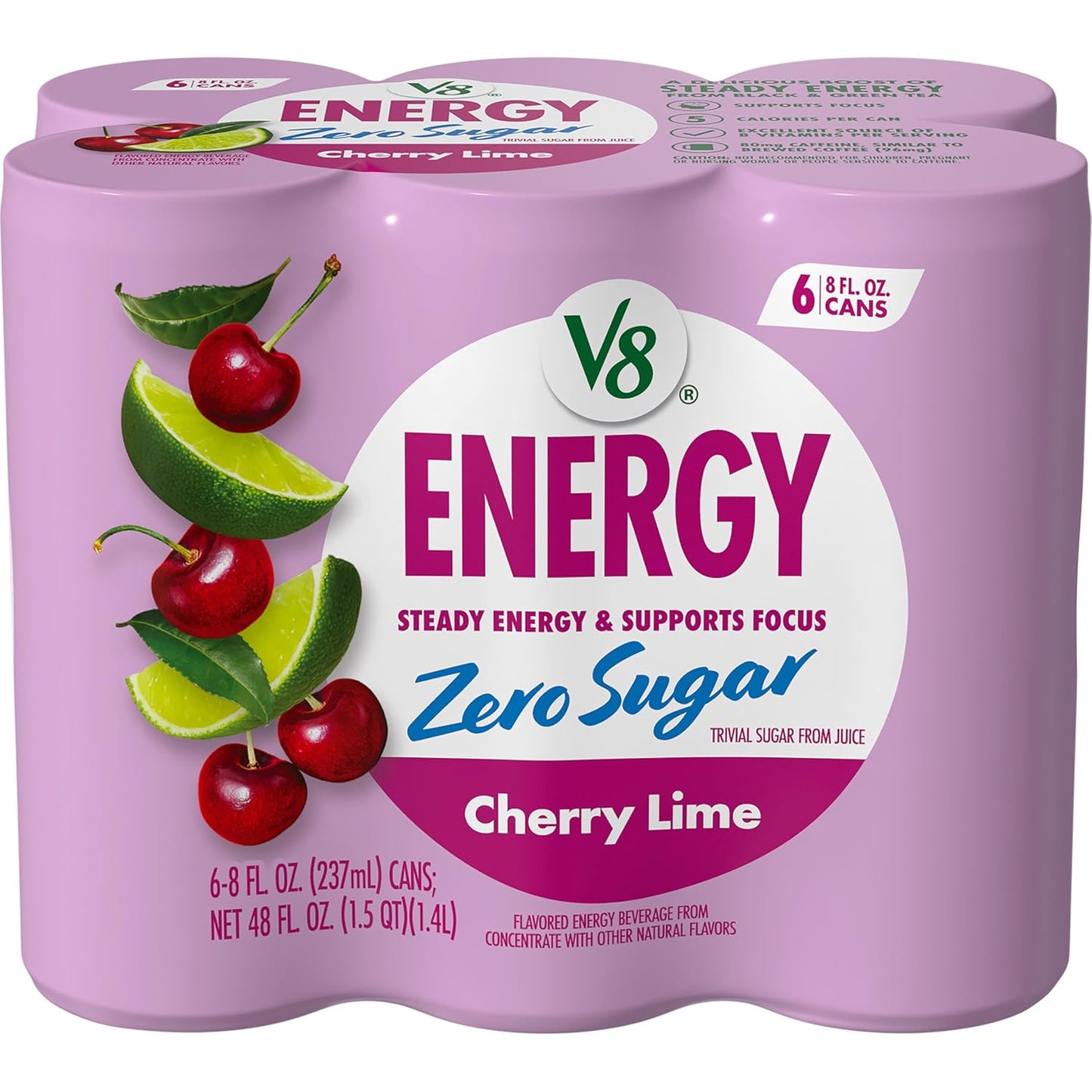 V8 Energy Peach Mango Energy Drink - 8 Fl Oz Can | 24 Pack of Refreshing Energy Boost