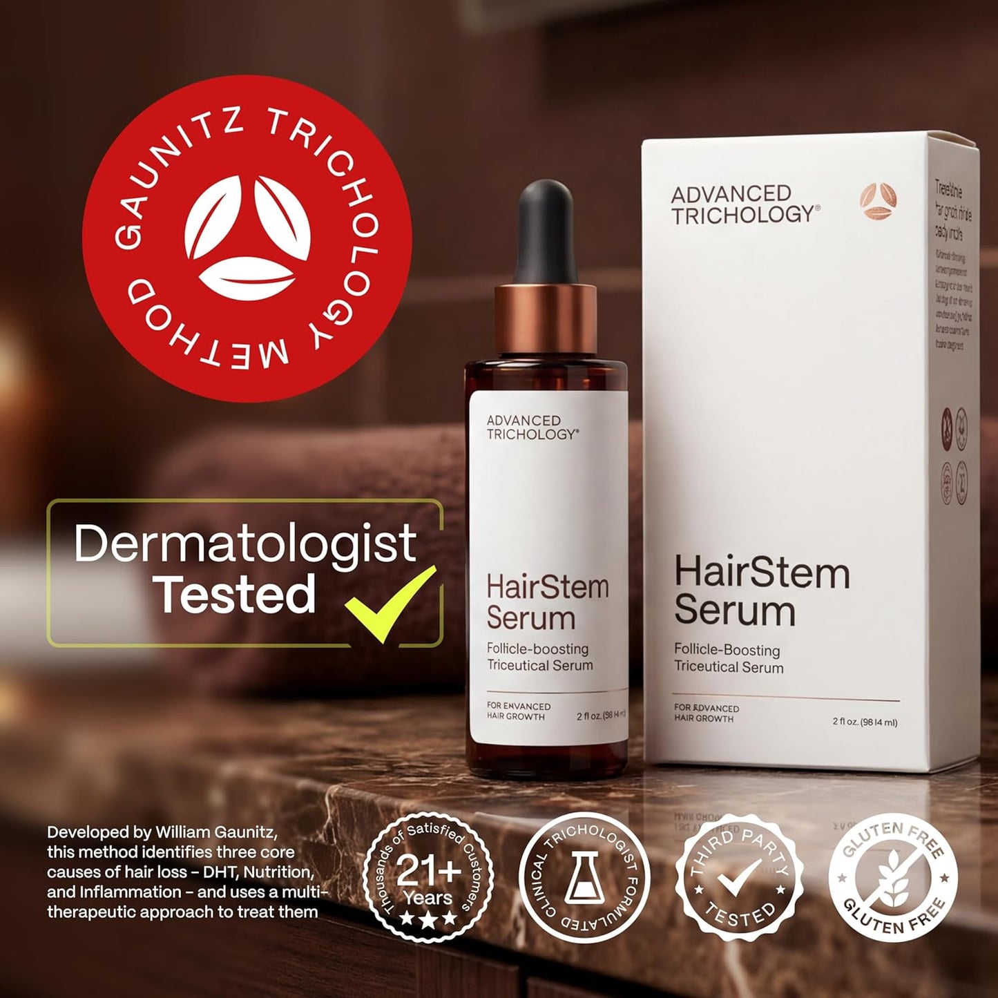 HairStem Follicle-Boosting Serum for Thicker, Fuller Hair - Triple-Action Formula for Hormonal & Nutritional Support