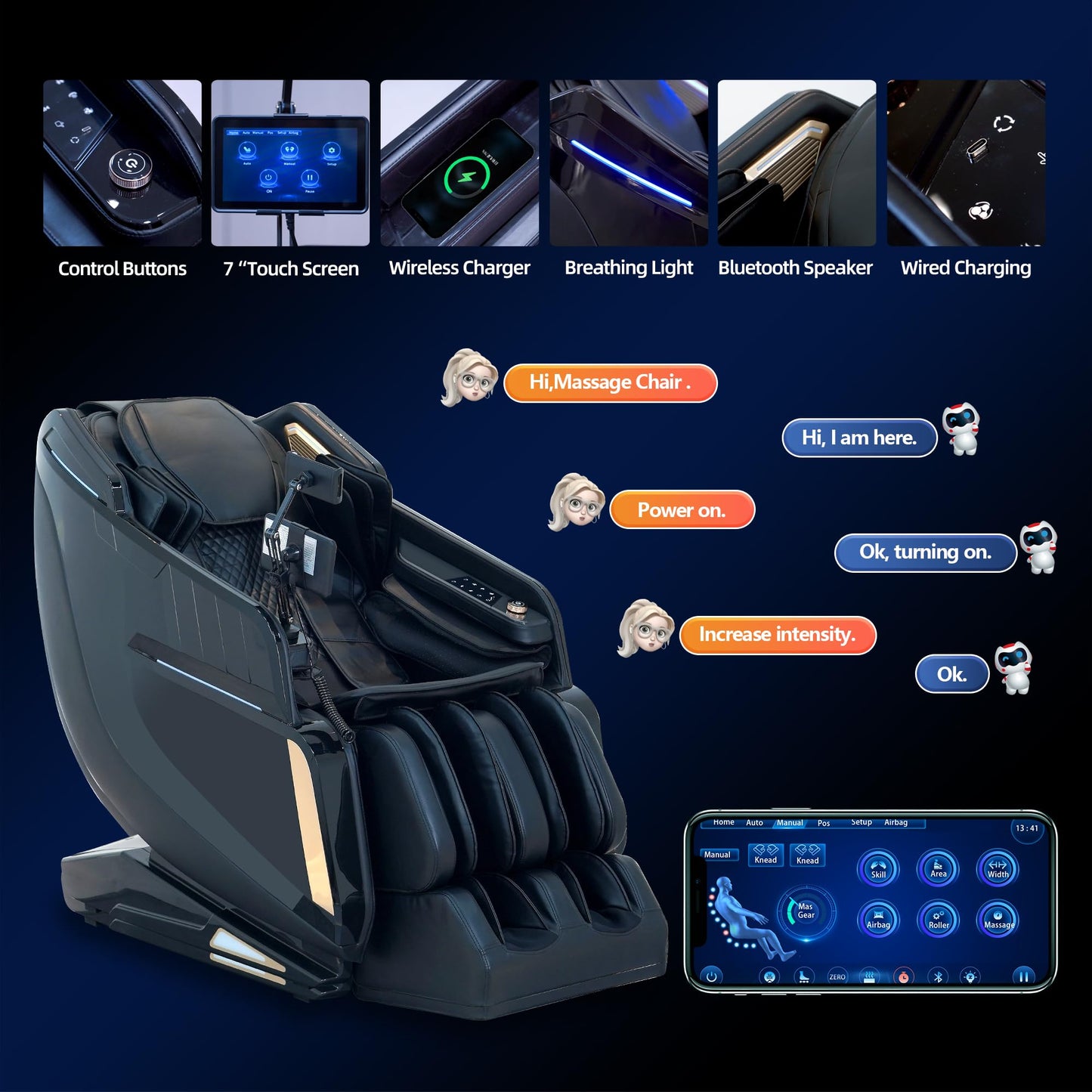 4D Massage Chairs Full Body 57" SL-Track Zero Gravity Massage Chair Recliner Shiatsu with Heat, AI Voice Control, Foot Roller & 3-Zone Heating - Home Electric Massager for Mom/Wife/Dad/Home Office