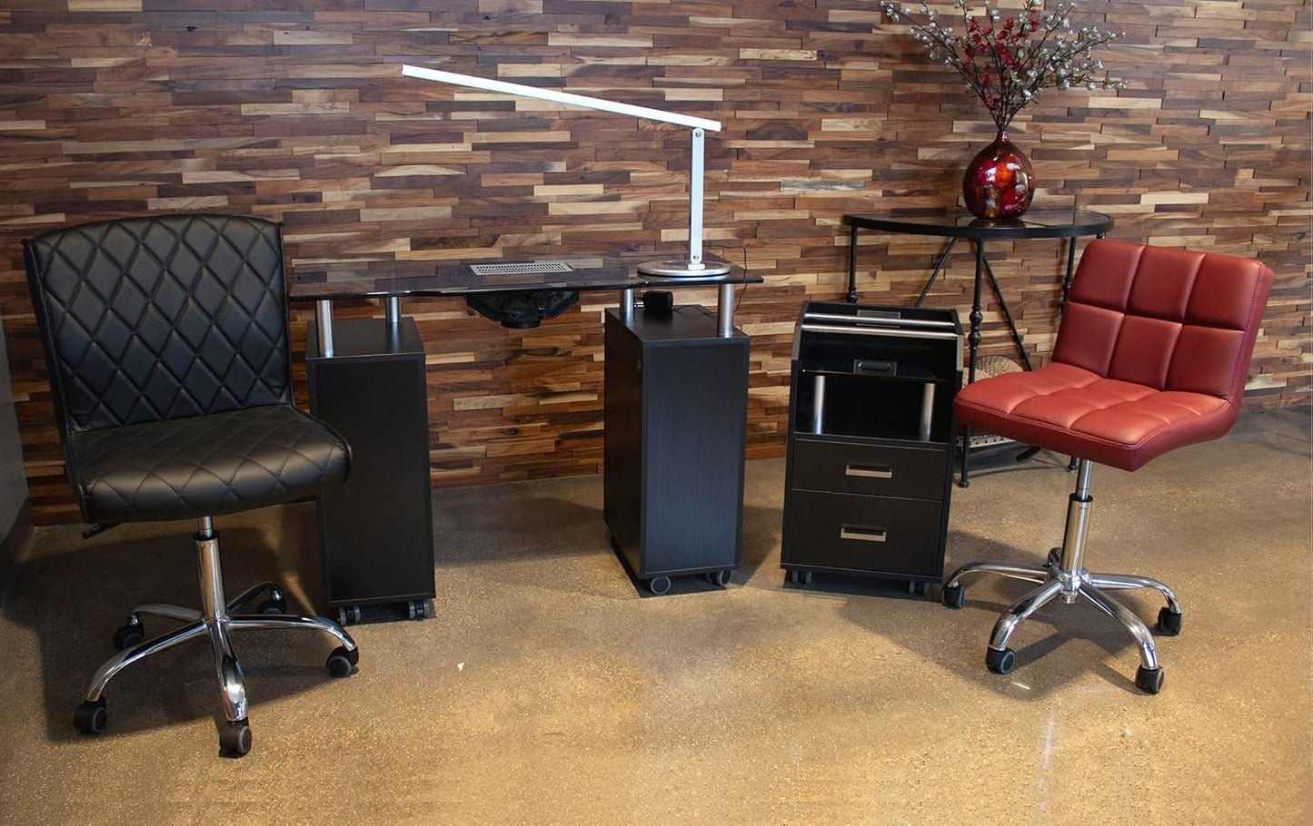 Glass Glow Pedicure Trolley - Stylish Black Cart for Nail Salon Furniture & Equipment