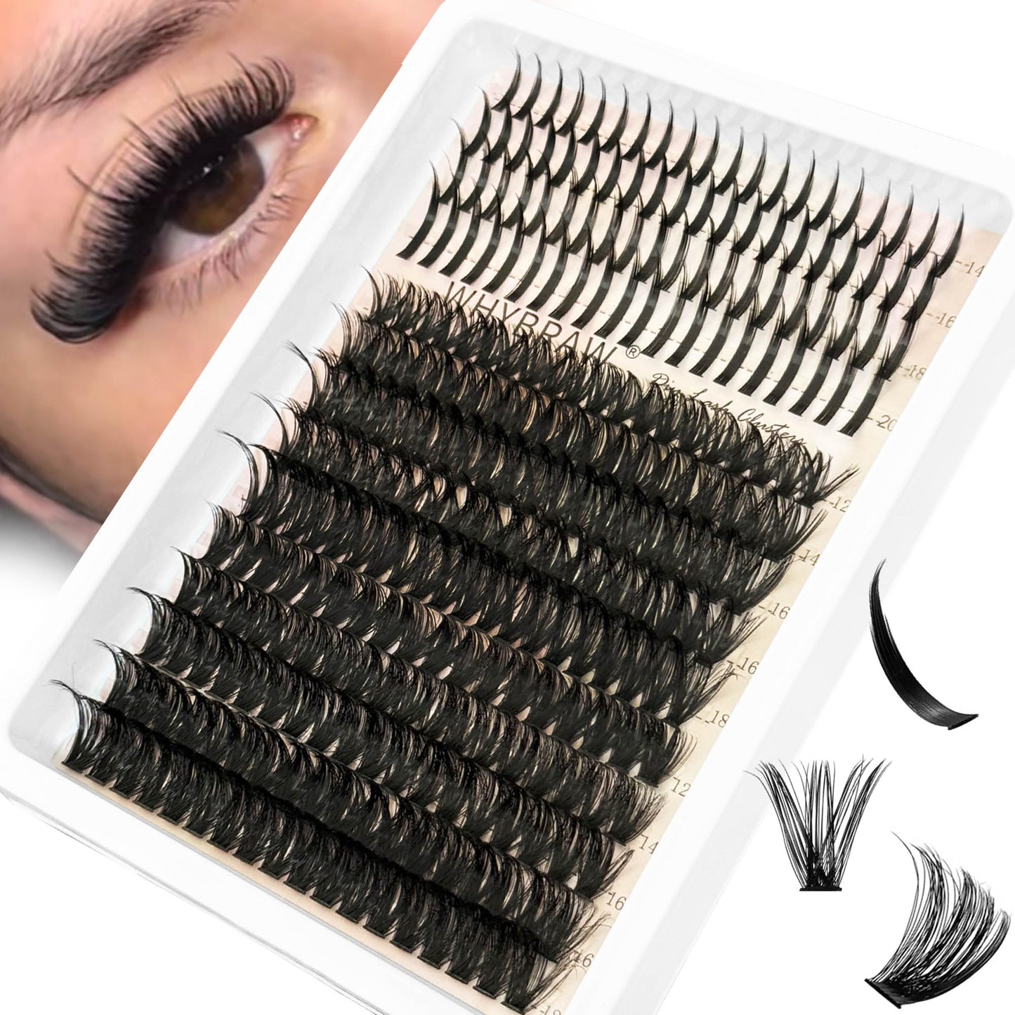 Lash Clusters with Spikes Eyelash Clusters D Curl Manga 60D 100D Long 12-20mm Wispy Volume Individual Lashes DIY Spiky Lash Extension Mega Extensions Thick Cluster Eyelash