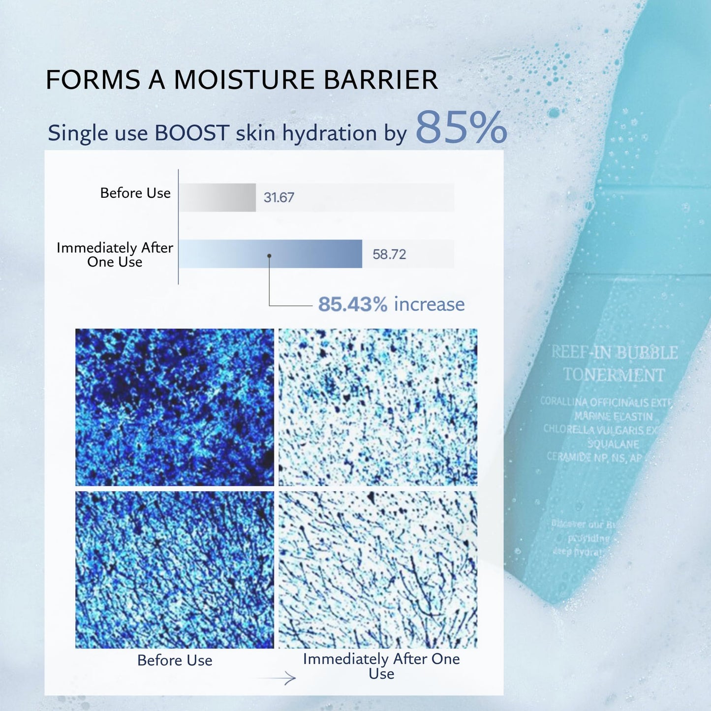 DUEM Reef-in Bubble Tonerment – Low pH (5.8) Ceramide Complex Foaming Toner, 72-Hour Hydration, Skin Elasticity Booster, Korean Skincare, 3.38 fl.oz./100ml