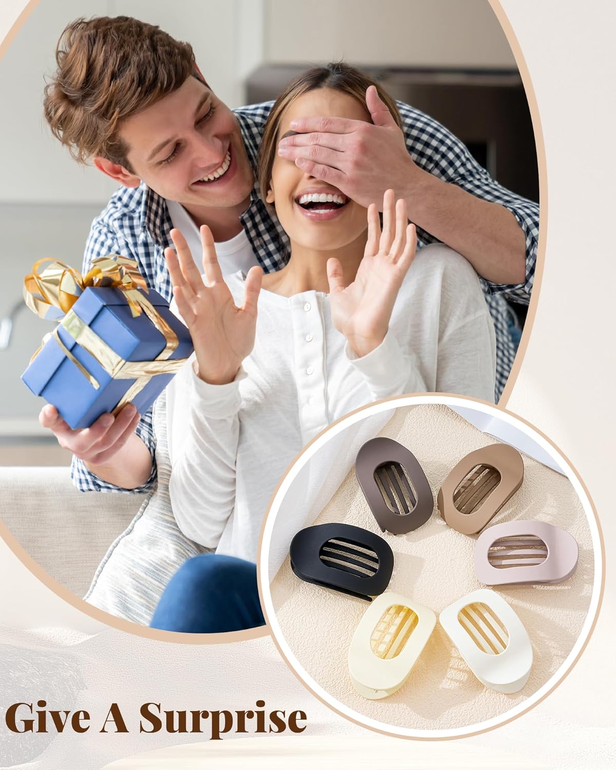 Flat Hair Clips for Women - 6 PCS French Medium Claw Clips for Thick or Thin Hair | Strong Grip Non-Slip Design