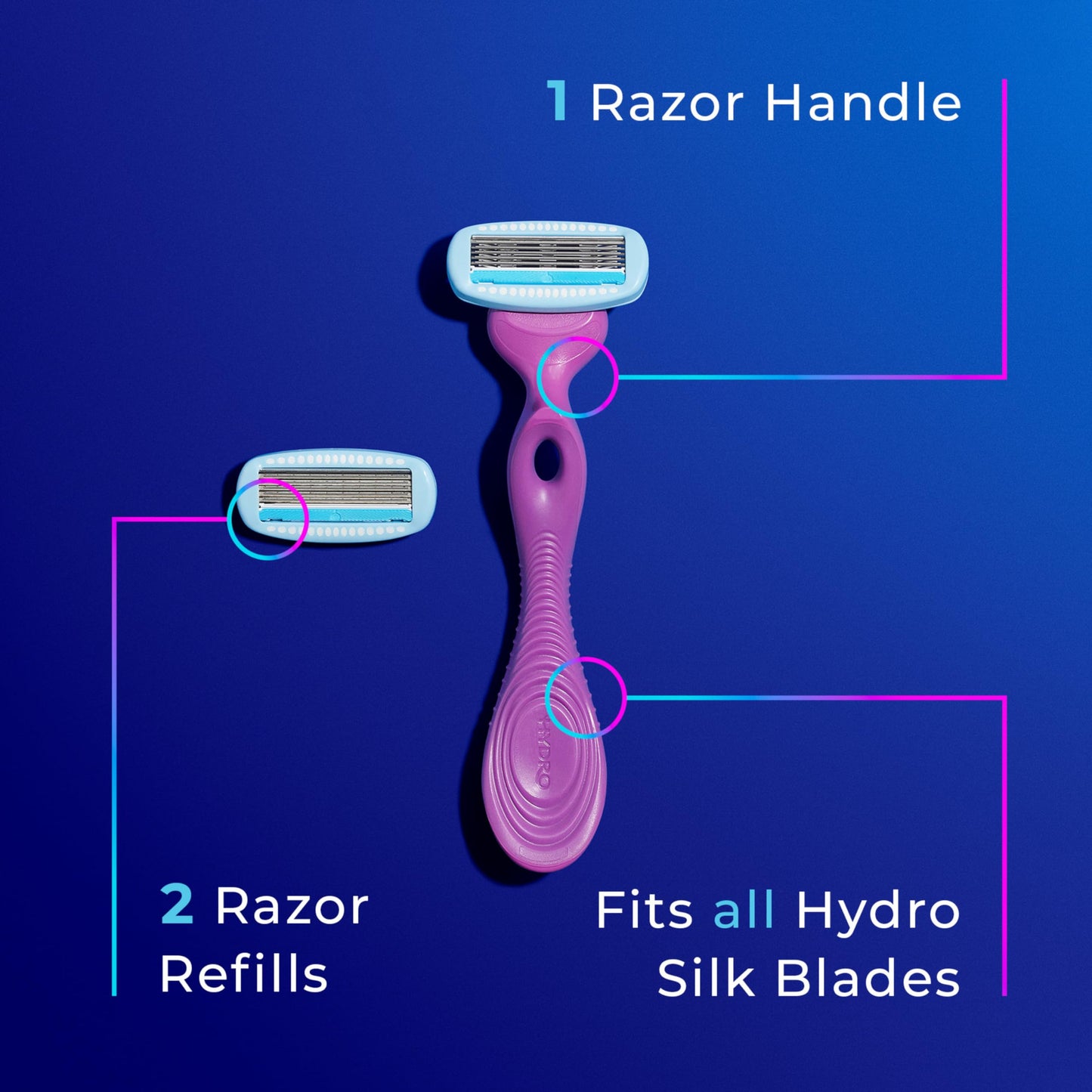Schick Hydro Silk Moisture Women's Razor | 5-Blade Razor for Women, 1 Handle & 2 Refills