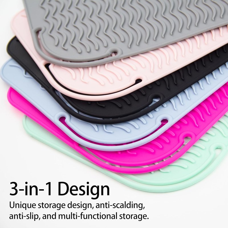 Professional Heat Mat for Hair Tools - Silicone Flat Iron & Curling Iron Pad | 9"x6.5", Black