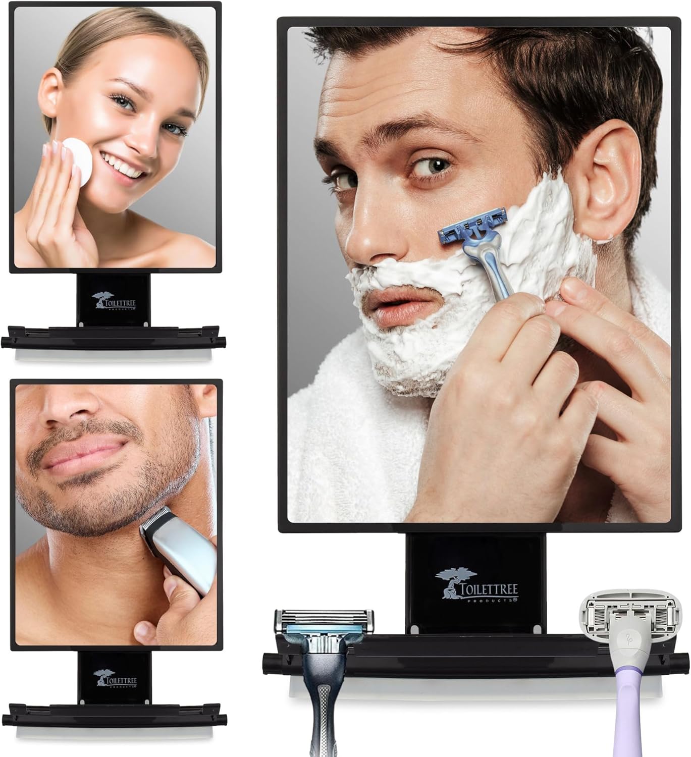 Fogless Shower Mirror - Adjustable Anti-Fog Bathroom Mirror with Squeegee | Rust-Proof, Impact-Resistant Design