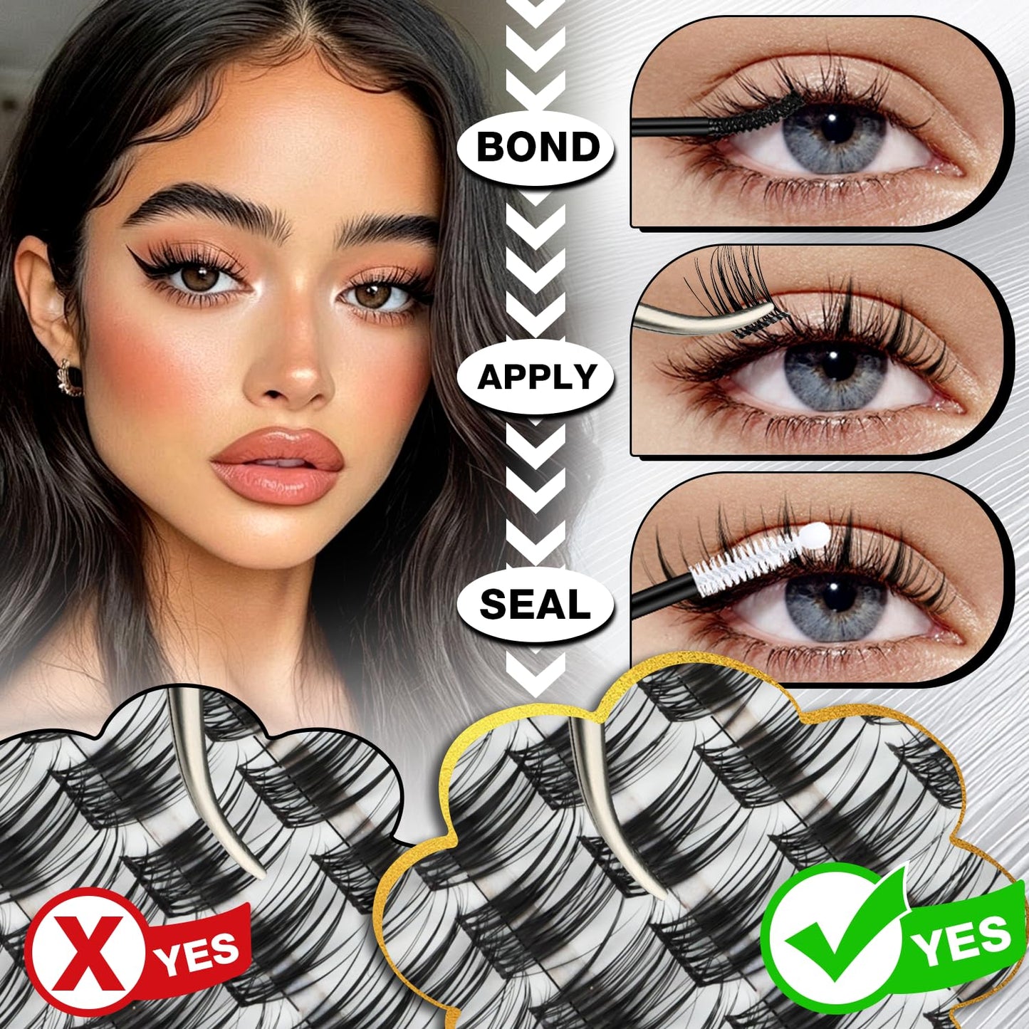 Lash Clusters Kit - 140PCS Featherlight Individual Lashes with Odorless Fast-Drying Glue | Beginner-Friendly Eyelash Extension Set
