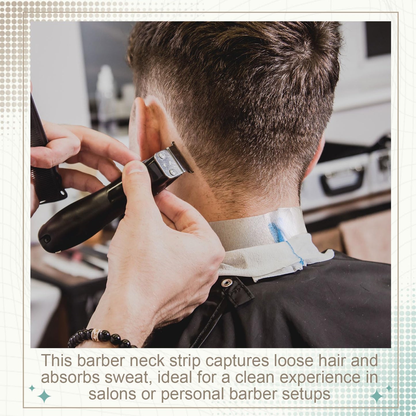 Marspark 5 Rolls Disposable Barber Neck Strips with Hanging Dispenser, Stretch Paper Strips, Professional Barber Supplies for Hairdressing, Haircut, Coloring and Styling Accessory Tool