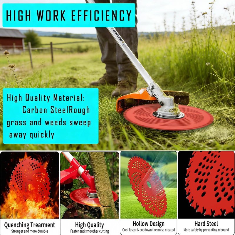 10inch 80T Brush Cutter Blade and 9inch 36T Weed Eater Blade with Heat Dissipation Holes, Steel Weed Eater Blades with Adapter Kit Compatible with Husqvarna Stihl Trimmer
