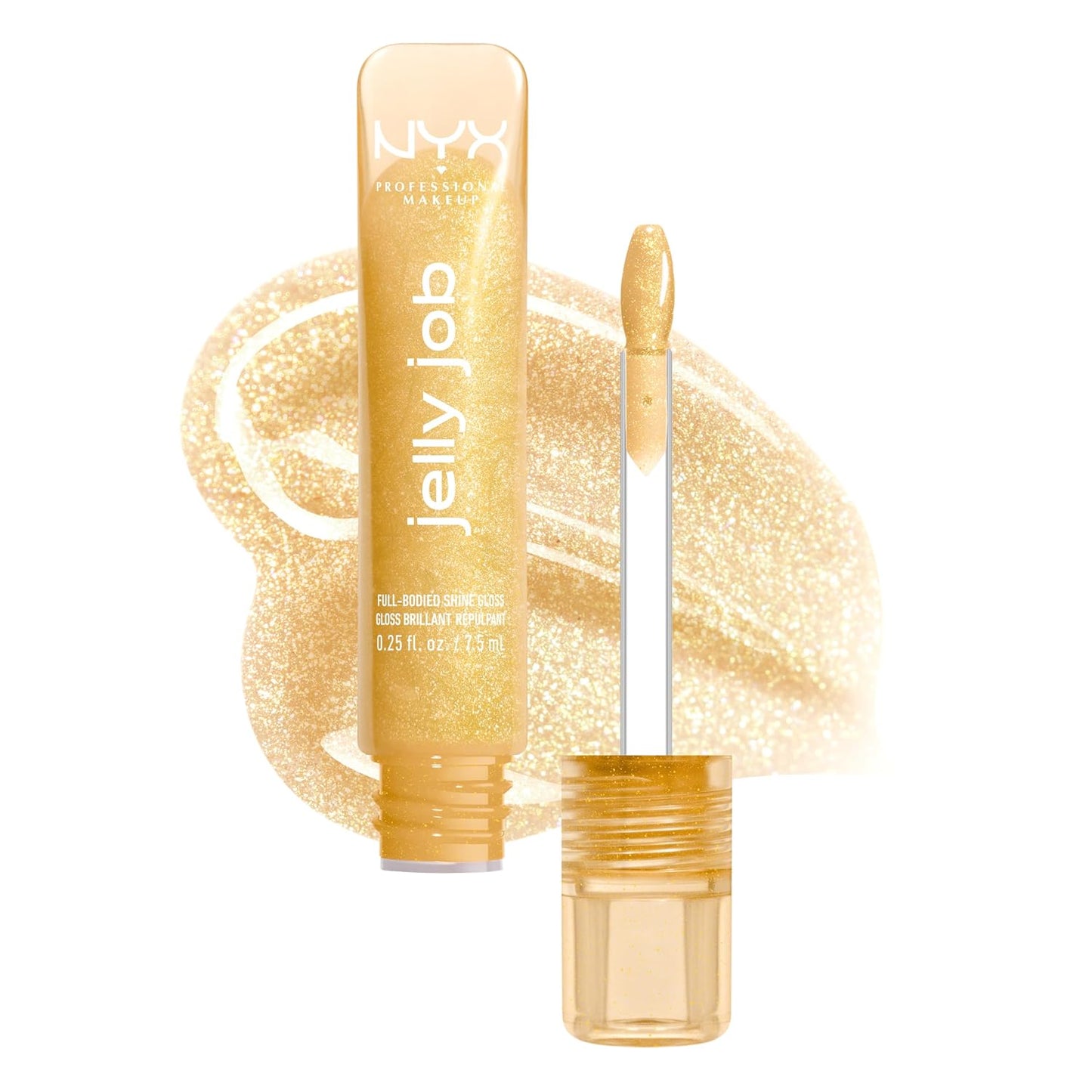 NYX Jelly Job Lip Gloss - Full-Bodied, Smoothing Lip Tint with Hyper-Glossy Shine | Toast N' Jelly (Pale Nude)
