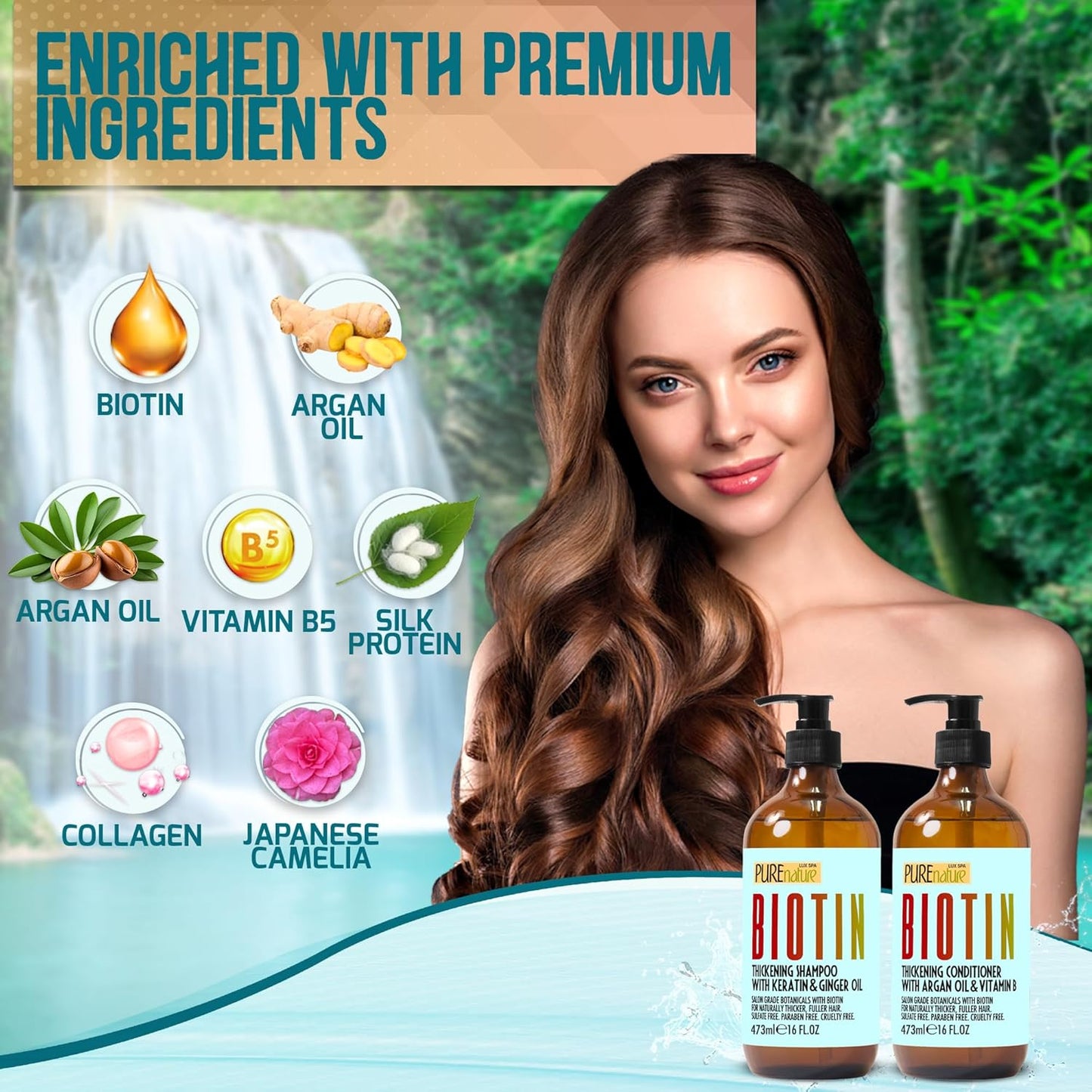 Biotin Shampoo and Conditioner Set - Volume Boosting Formula for Thinning Hair | Sulfate-Free, Paraben-Free, Thickening Properties