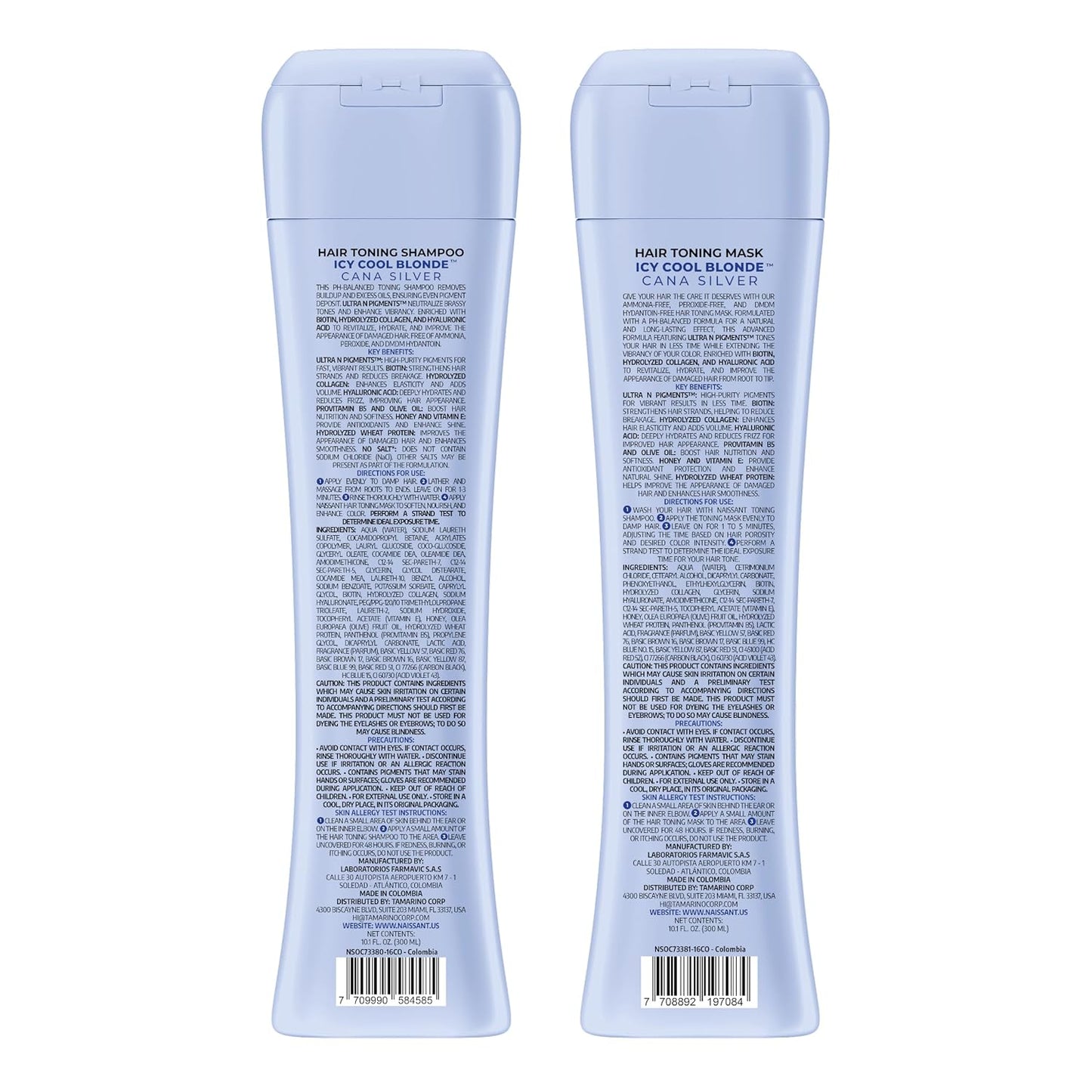 Icy Cool Blonde Purple Shampoo & Toning Mask Set - Neutralizes Yellow & Brassy Tones | Hyaluronic Acid & Biotin | 2 x 10.1 Fl Oz
