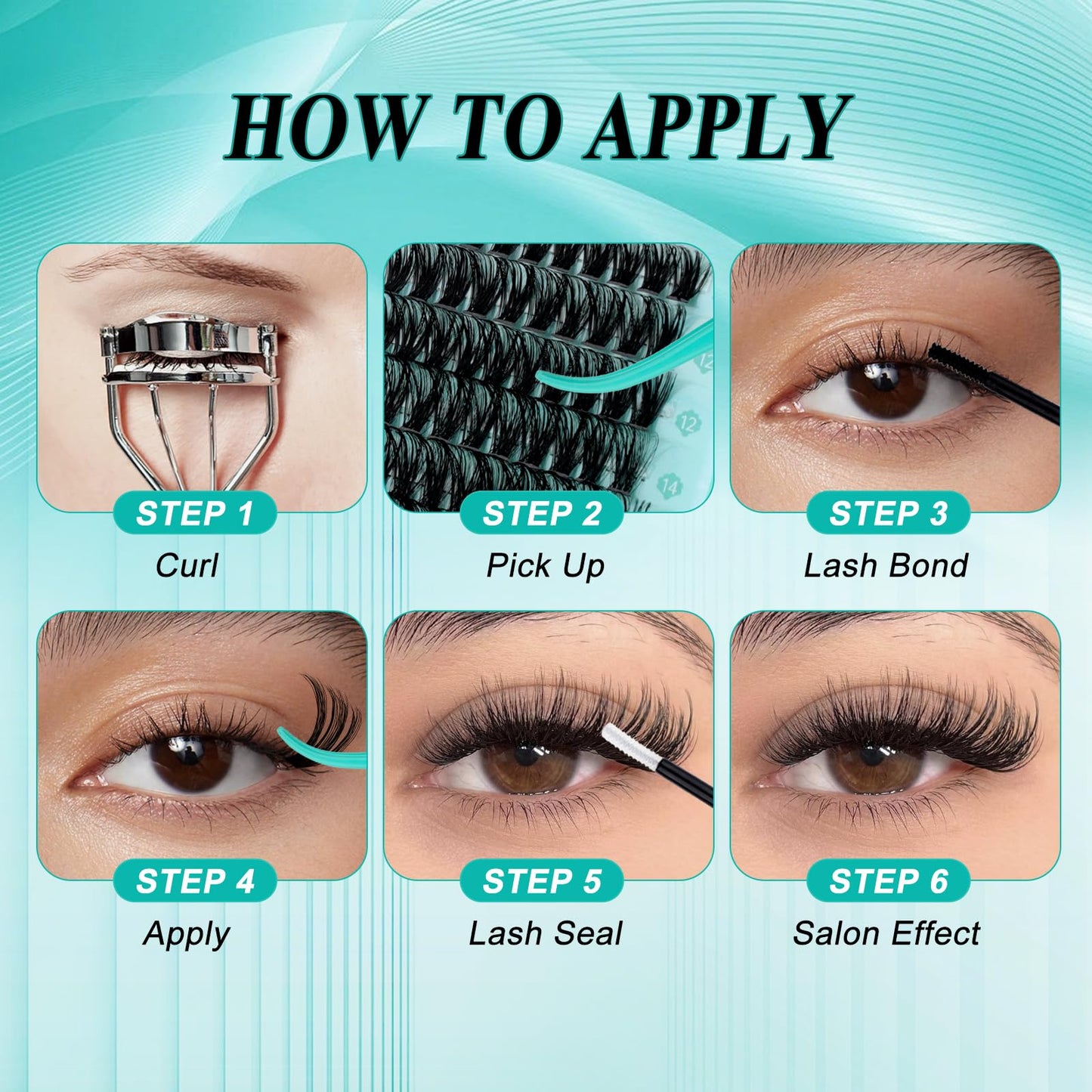 GEMERRY Lash Clusters Kit, Eyelash Clusters Thin Band Lashes Clusters Natural Look Eyelash Extension Kit With Lashes Bond Seal Eyelashes Tweezers (60D+80D+100D,3PCS)