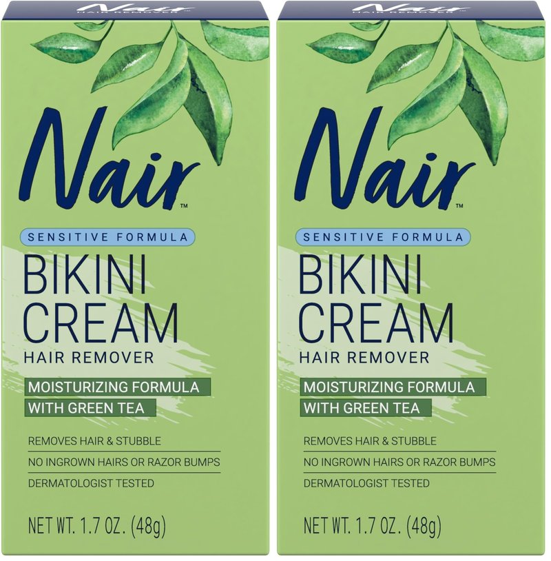 Nair Bikini Cream with Green Tea Sensitive Formula,1.7 Ounce,(Pack of 2)
