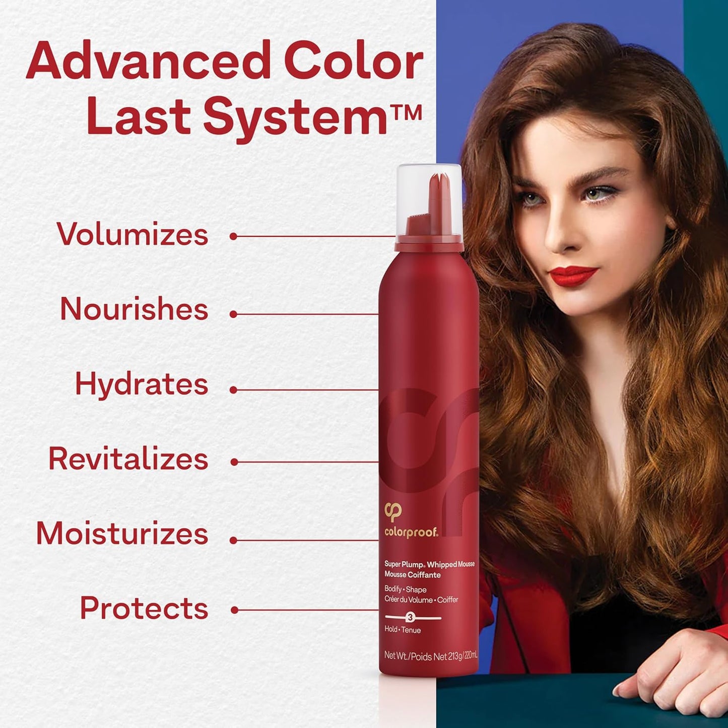 Colorproof Super Plump Whipped Hair Mousse - Volume & Color Protection | 7.5 Fl. Oz. - White Nectarine & Peony Scent