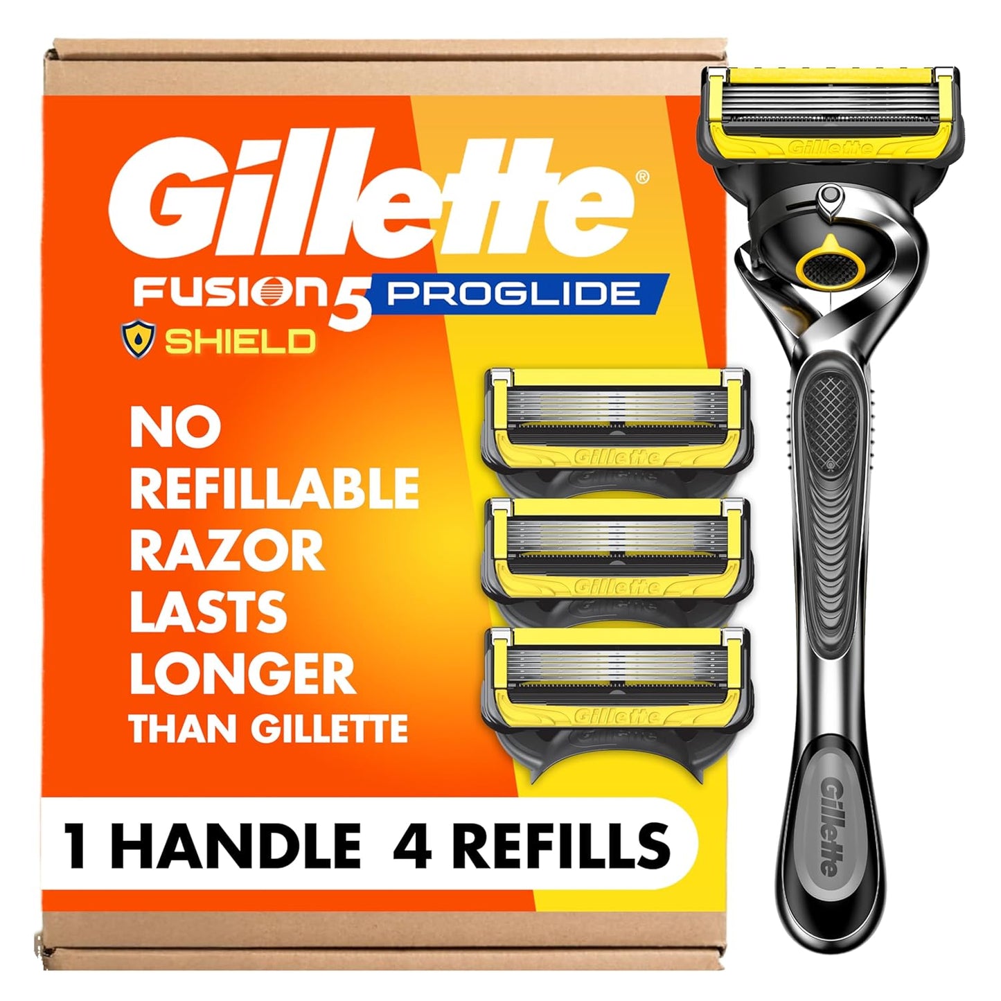 Gillette ProGlide Shield Men's Razor - 5-Blade Precision Trimmer with 4 Refills | Smooth Shave