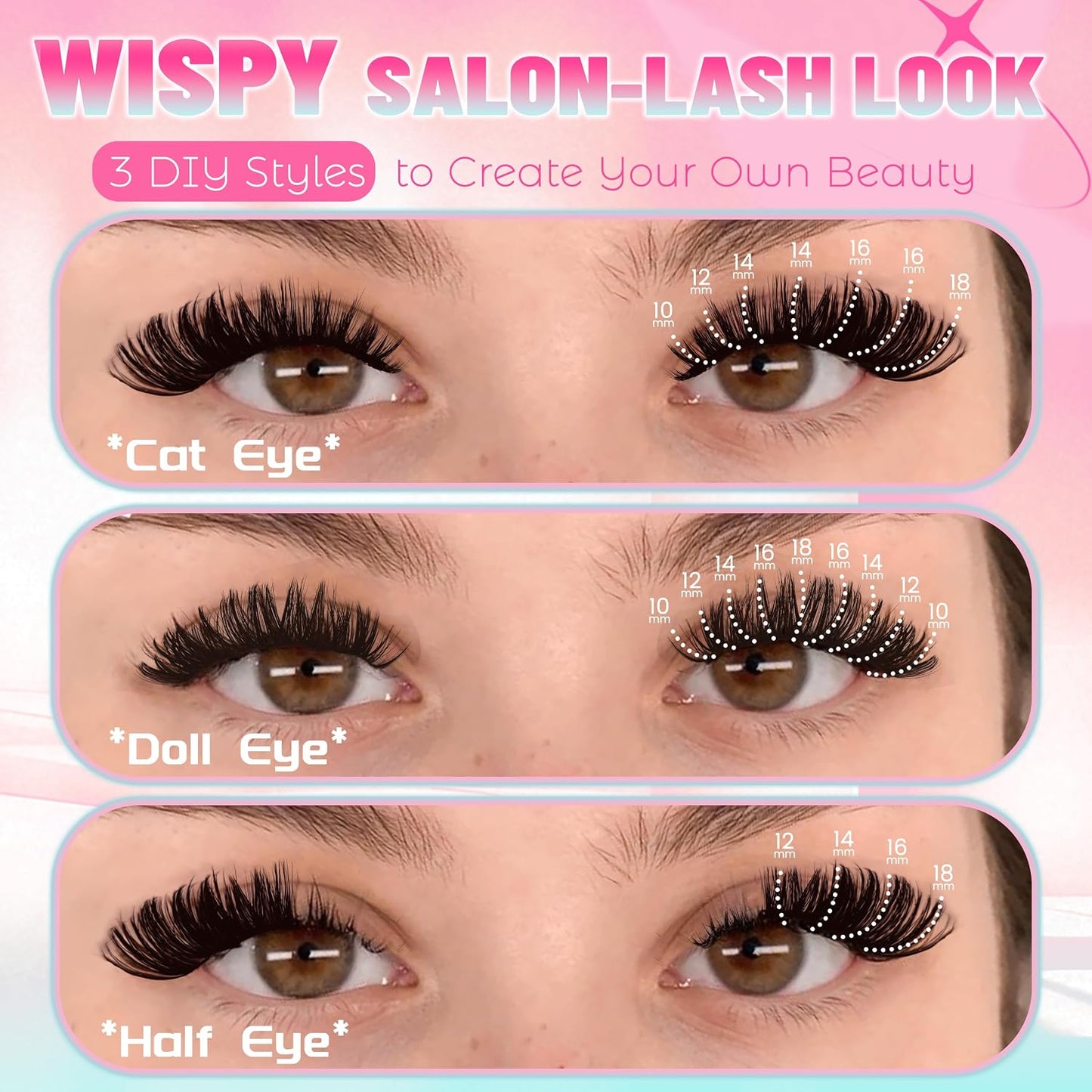 Dramatic Thick Eyelash Extensions - 188 Pcs Fluffy Volume Lash Clusters for DIY Glam Look | 100D & 200D