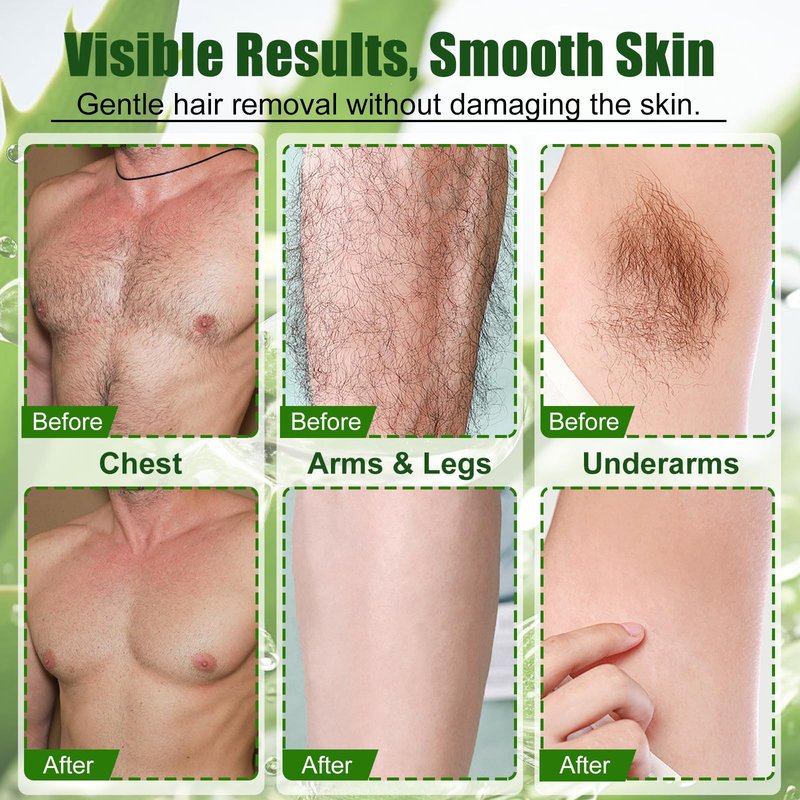 Botan Man Hair Removal Cream with Natural Aloe Vera, Men's No-Shave Hair Removal Spray Quick & Gentle for Face, Body & Intimate Areas, Moisturizing Nourishing Non-sticky, 2 Pcs