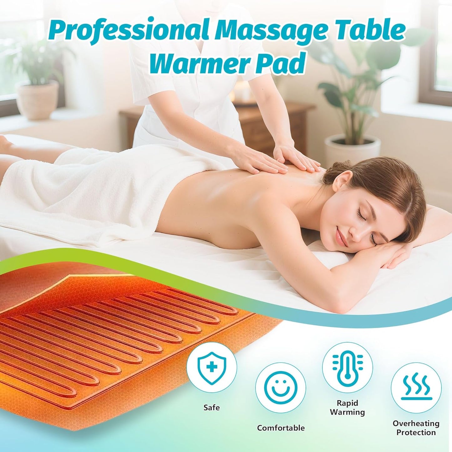 Massage Table Warmer - Professional Heating Pad with 9 Heat Settings & Timer | 30" x 71" for Spa & Massage