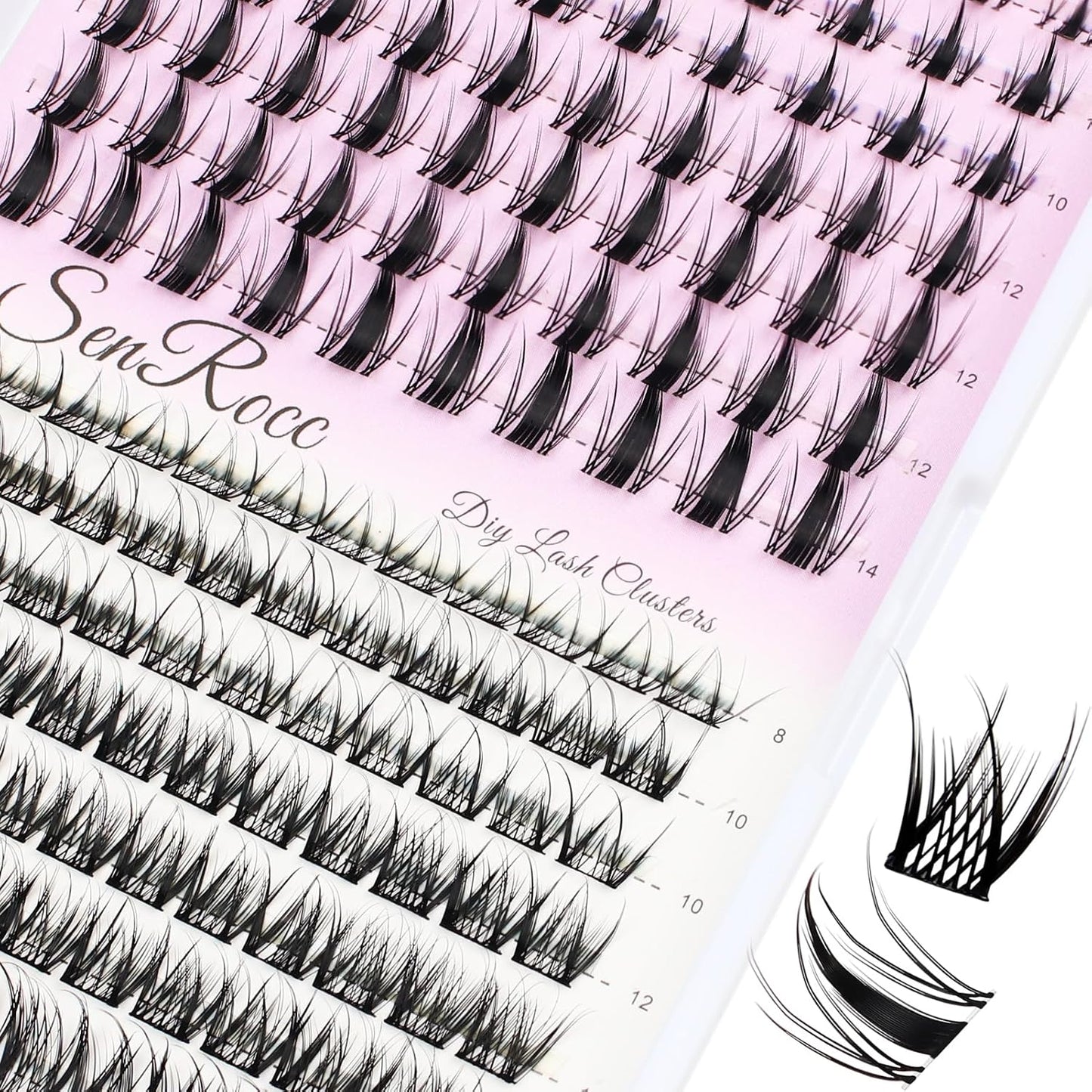 Wispy Individual Lash Clusters - DIY Eyelash Extensions for Natural Look | 8-14mm D Curve Mixed Tray