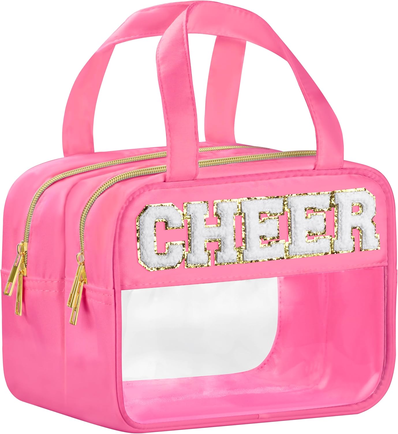 Dance Chenille Letter Bags - Clear Makeup Travel Pouch | Waterproof Nylon & PVC, Large Cosmetic Storage for Women