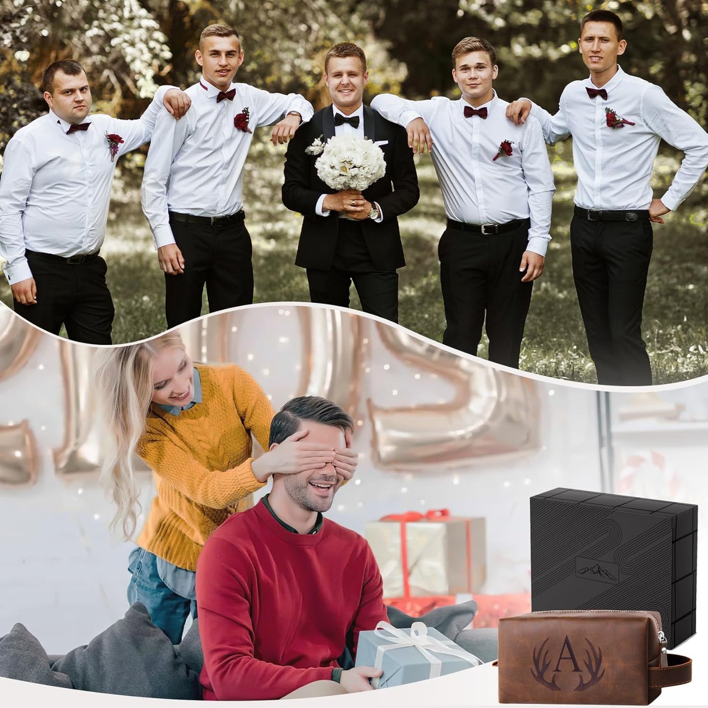 Men's Personalized Toiletry Bag - Waterproof PU Leather Travel Essential | Perfect Gift for Father's Day, Birthdays, and Easter (M)