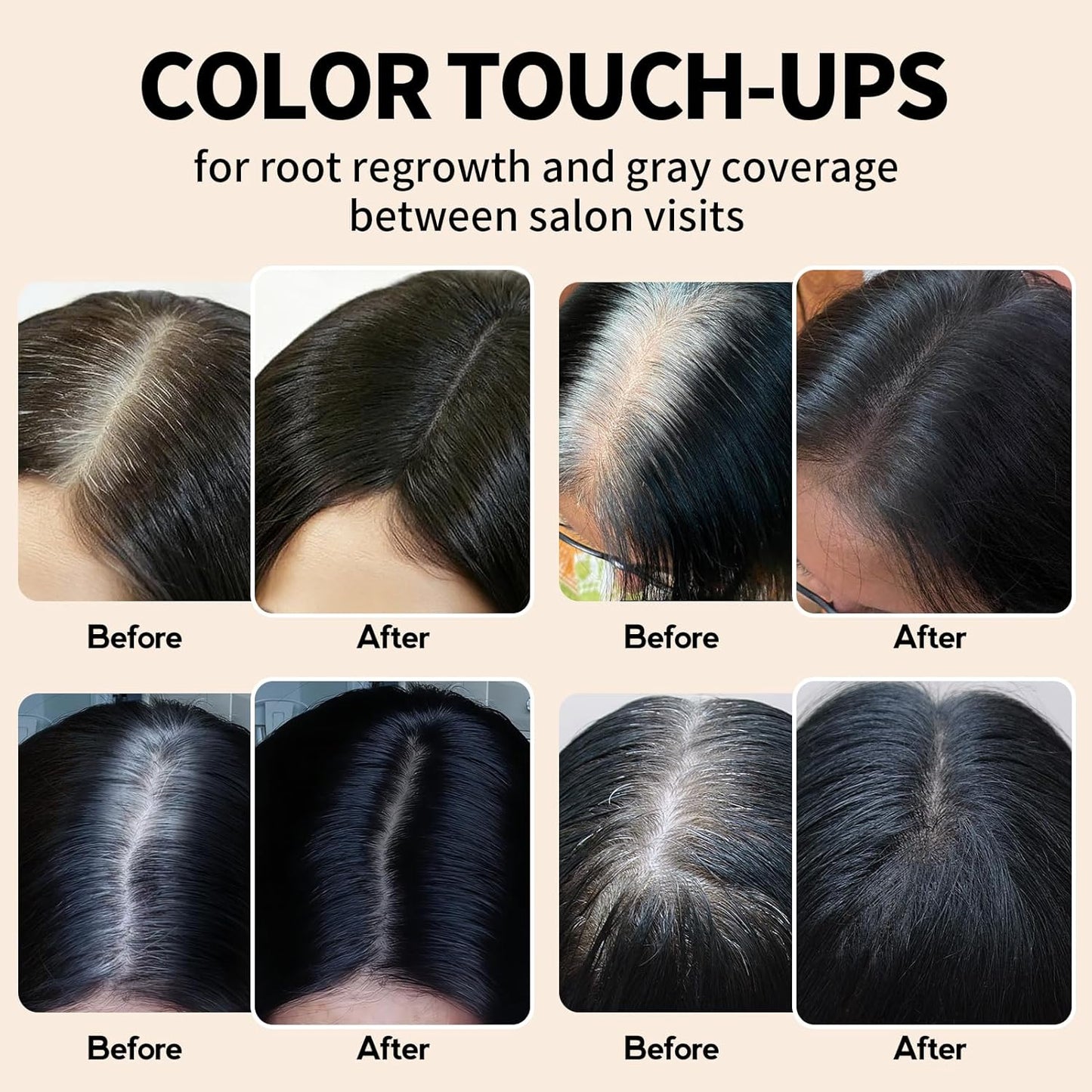 Root Touch Up Powder - 5PCS Gray Coverage Hair Color | Instantly Conceals Thinning Hair & Bald Spots (Black)