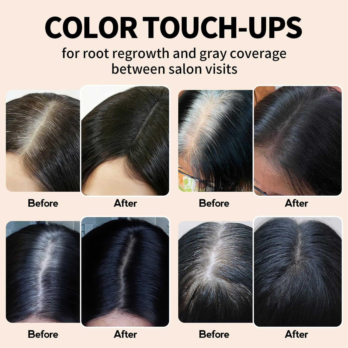 5PCS Root Cover Up Powder, Root Touch Up Hair Color for Gray Coverage, Hairline Powder Instantly Conceals Hair Loss Thinning Hair Bald Spot for Women & Men (Black)